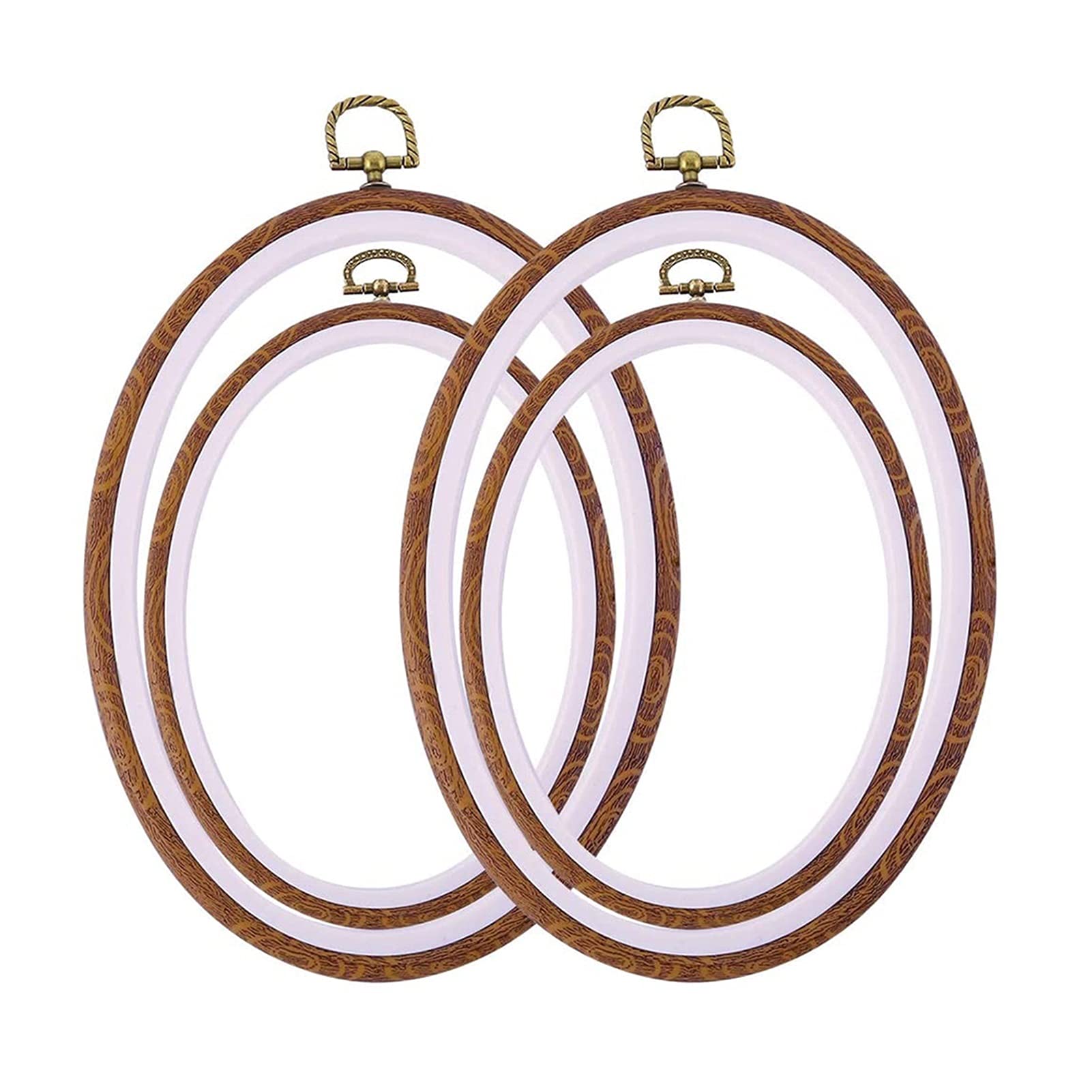 4 Pieces DIY Oval Embroidery Hoops Set - Wooden Cross Stitch Frames for Needlecraft, Hand Sewing & Home Decor - Perfect for DIY Projects, Craft Kits and Wall Art Display