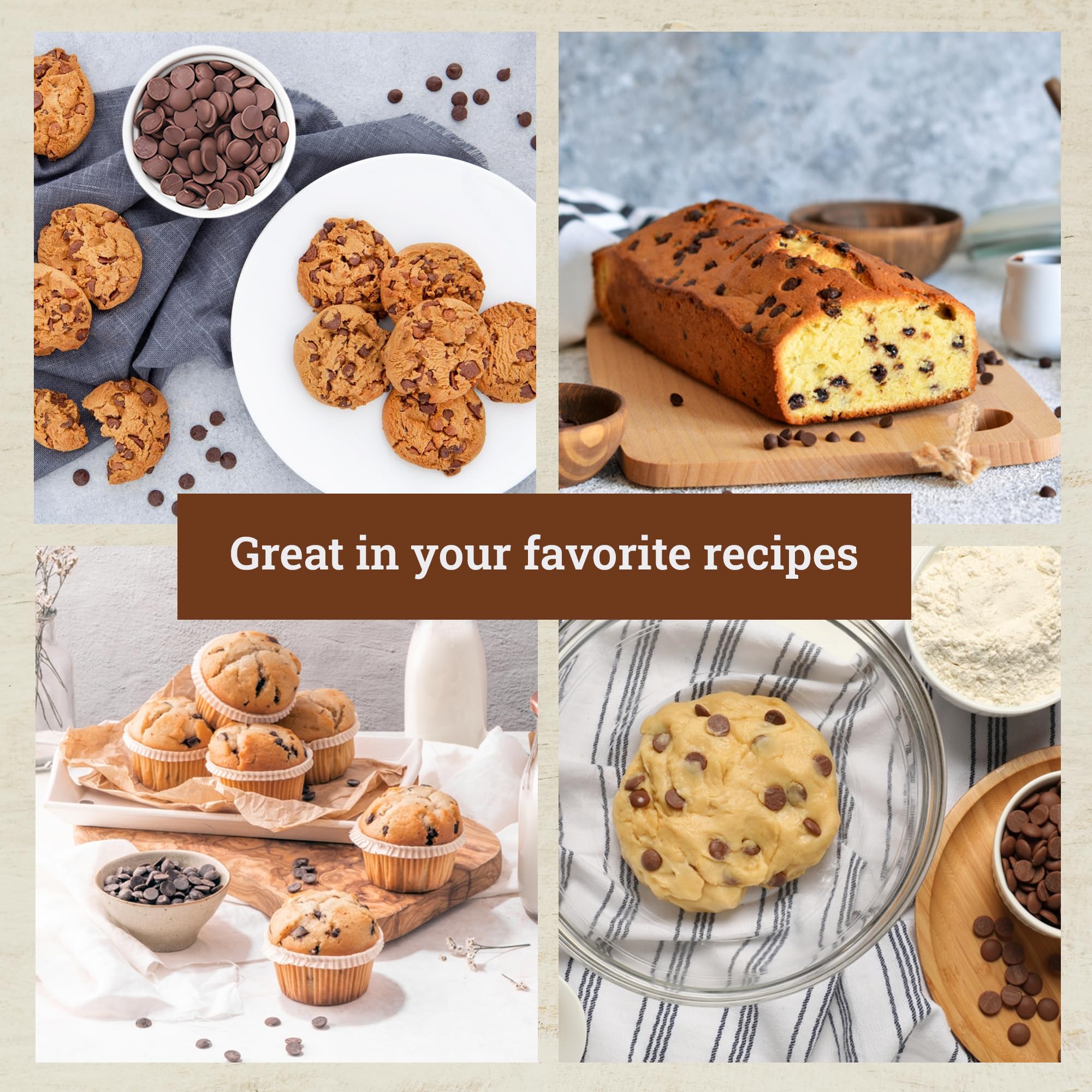 Organic Unsweetened Carob Chips 8 Oz - Vegan, Gluten-Free, Caffeine-Free Healthy Chocolate Alternative - Perfect for Baking, Snacks, Desserts & Vegan Treats