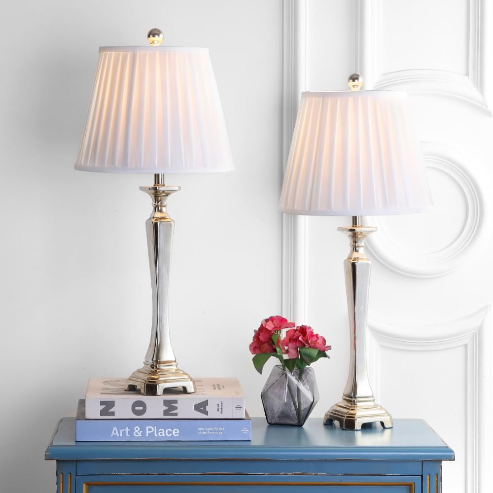 SAFAVIEH Athena Farmhouse Champagne 27-inch Table Lamp Set of 2 with LED Bulbs - Perfect for Bedroom, Living Room & Home Office Nightstand Lighting