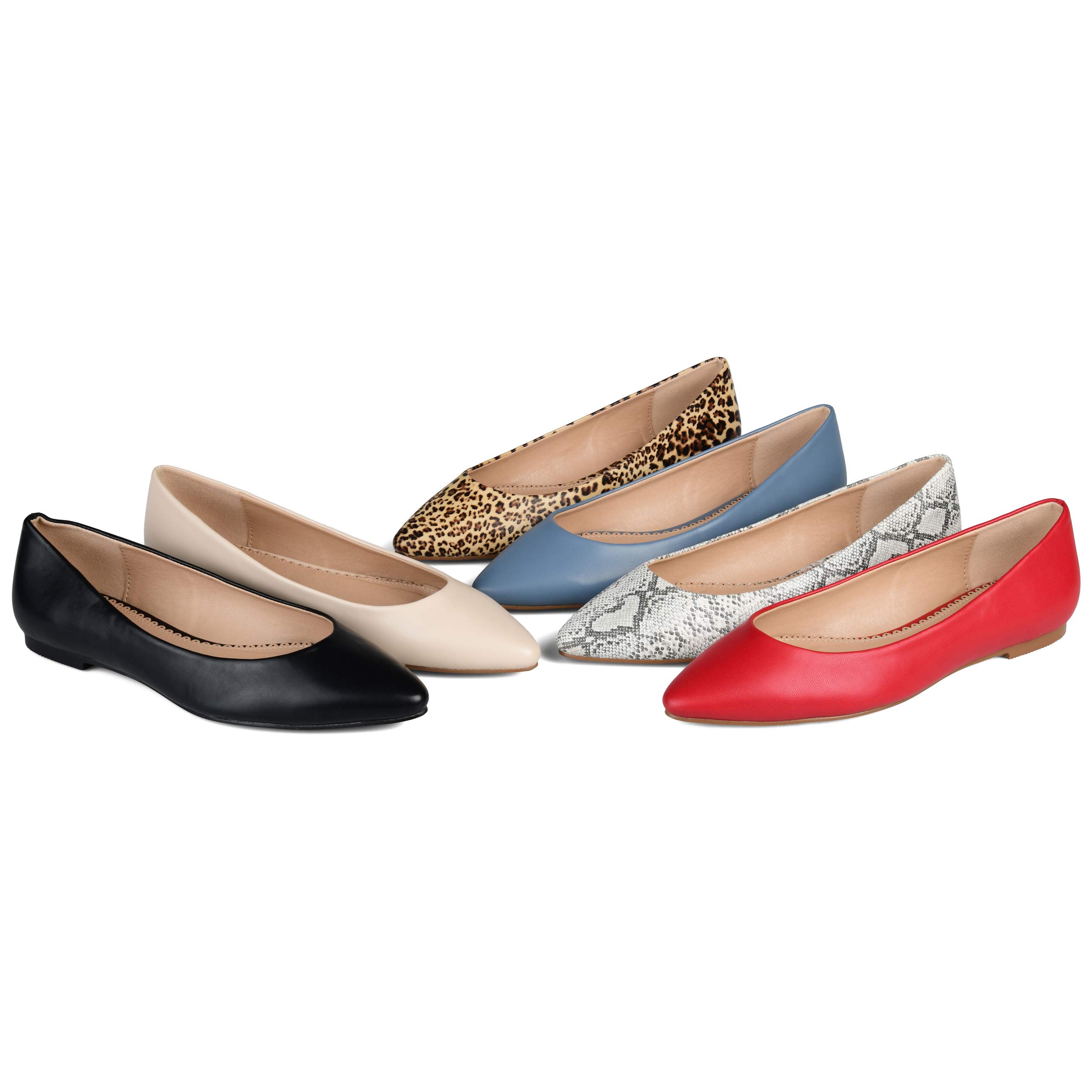 Journee Collection Women's Comfortable Ballet Flats - Lightweight Slip-On Shoes for Work, Travel & Everyday Wear