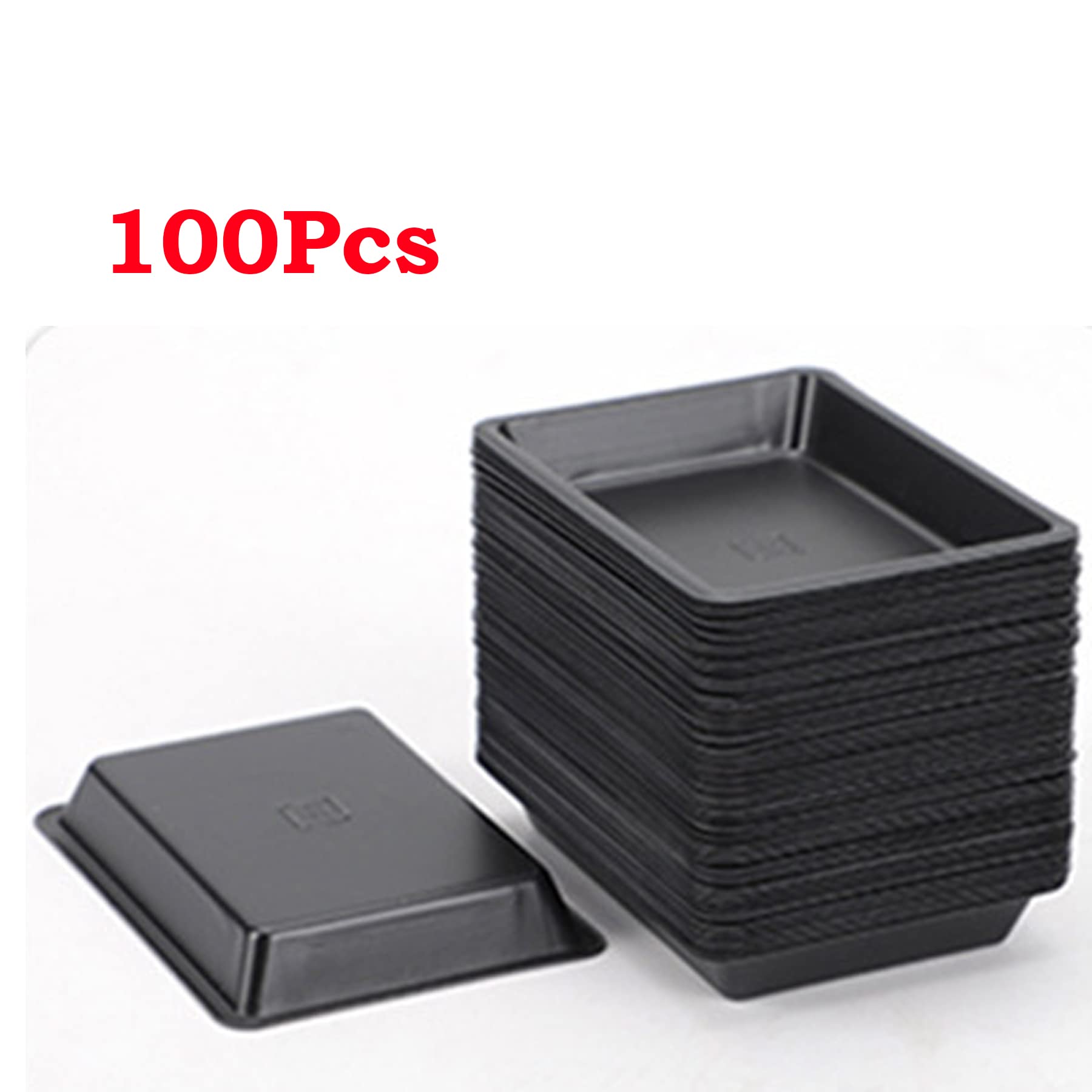 QJFCare 100Pcs Black Disposable Rectangle Sauce Dishes - Mini Dipping Plates for Dessert, Soup, Soy Sauce & Seasoning | Perfect for Home, Restaurants, Parties & Catering Events