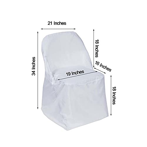 6-Pack White Folding Chair Slipcovers - Washable Polyester Seat Protectors for Dining, Party & Wedding - Removable Chair Covers for Indoor/Outdoor Events