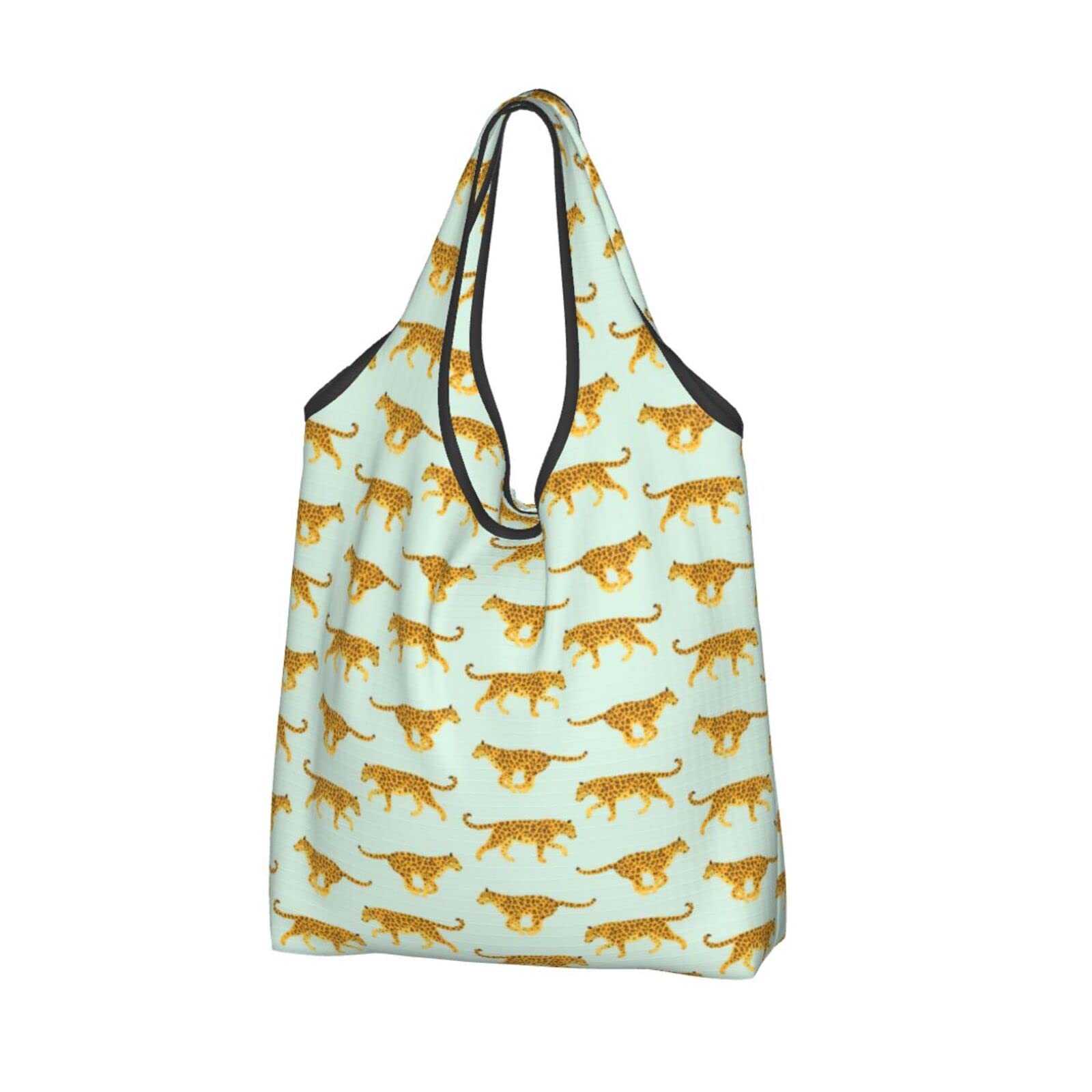 Leopard Print Reusable Shopping Bags - Waterproof Foldable Grocery Tote for Women - Perfect for Grocery Shopping, Beach Trips & Farmers Market