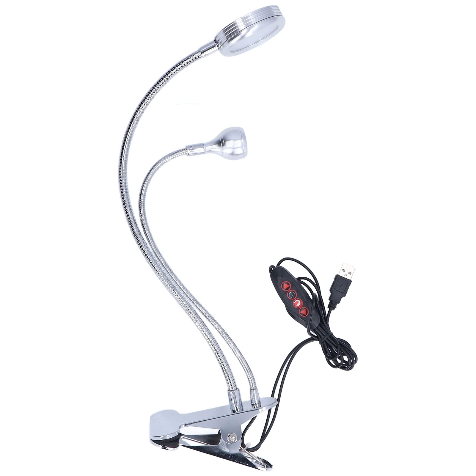 10-Level Adjustable Clip Desk Lamp with USB Power - Dual Head Gooseneck Reading Light for Dorm, Office & Study | Perfect for Night Reading, Computer Work & Crafting