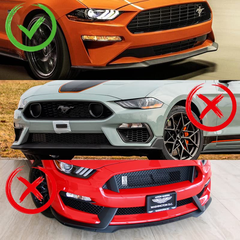 5PCS Front Bumper Lip & Side Skirt Kit for Ford Mustang 2018-2023 - ABS Carbon Fiber Style Body Splitter, Rocker Winglet & Diffuser - Enhances Aerodynamics & Sporty Look (Street Racing & Car Shows)
