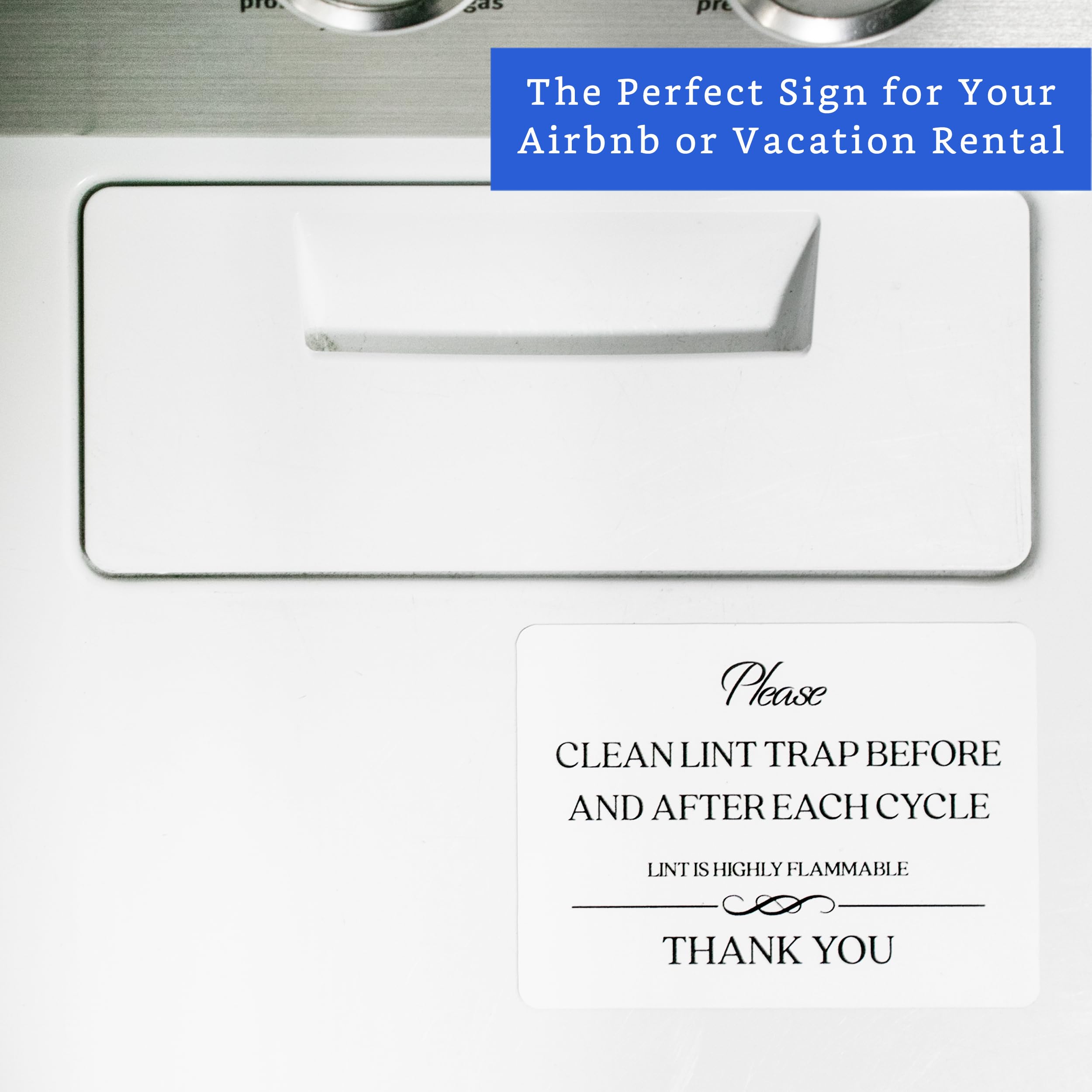 Clean Lint Trap Magnetic Sign (4.75 x 3.5 inches) - Essential for Airbnb & Vrbo Hosts - Short-Term Rental Warning Sign - Perfect for Dryer Safety in Vacation Rentals