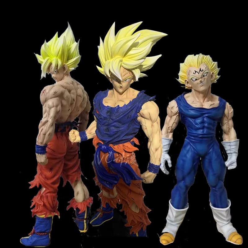 Dragon Ball Z 43cm Son Goku vs Majin Vegeta Super Saiyan Action Figure - PVC Anime Statue Collectible Model Toy for Display & Gifts | Home Decor, Office Display, Anime Collection