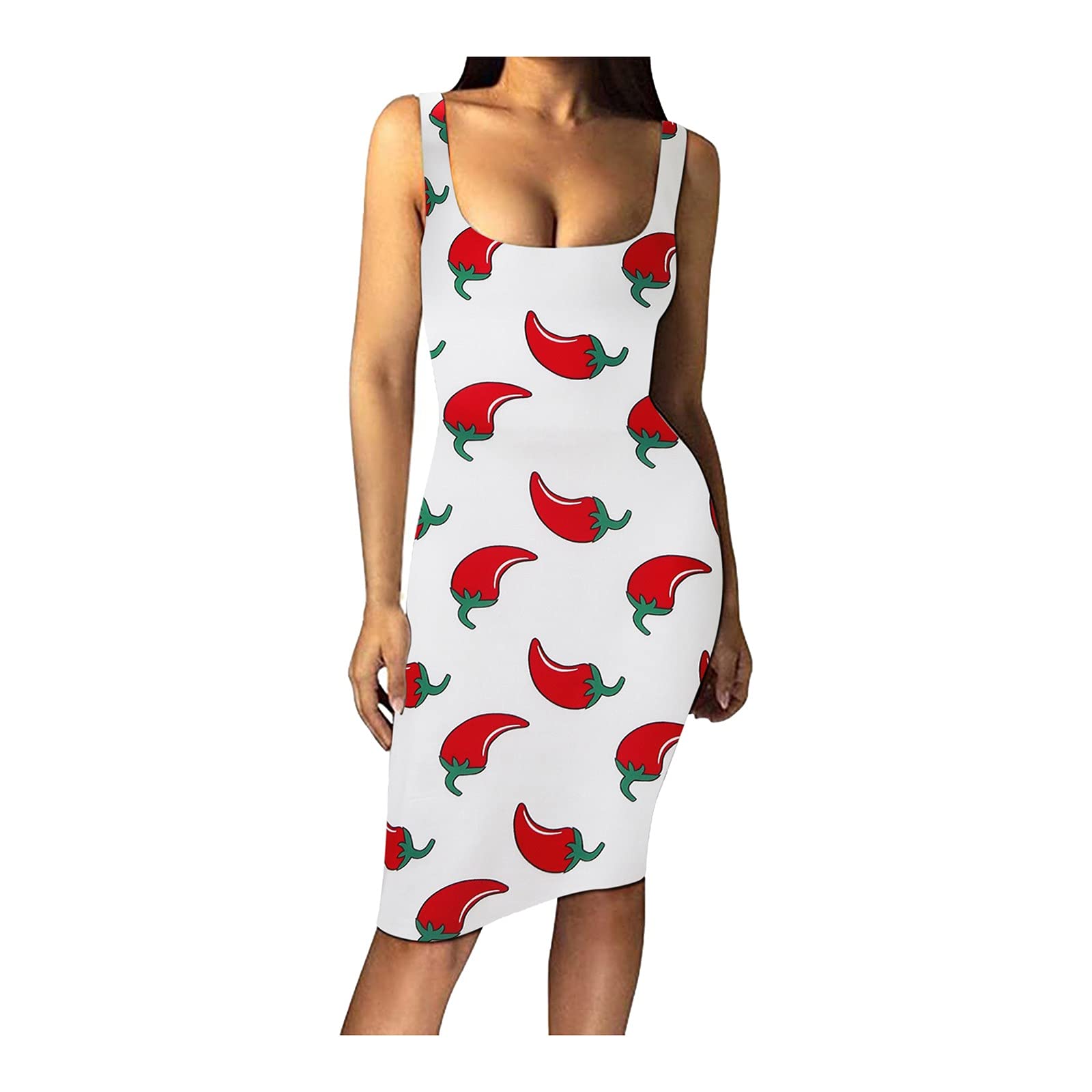 Sexy Sleeveless Club Dress for Women - Midi Tank Vest Party & Elopement Dress | Perfect for Night Out, Cocktail Parties & Beach Weddings