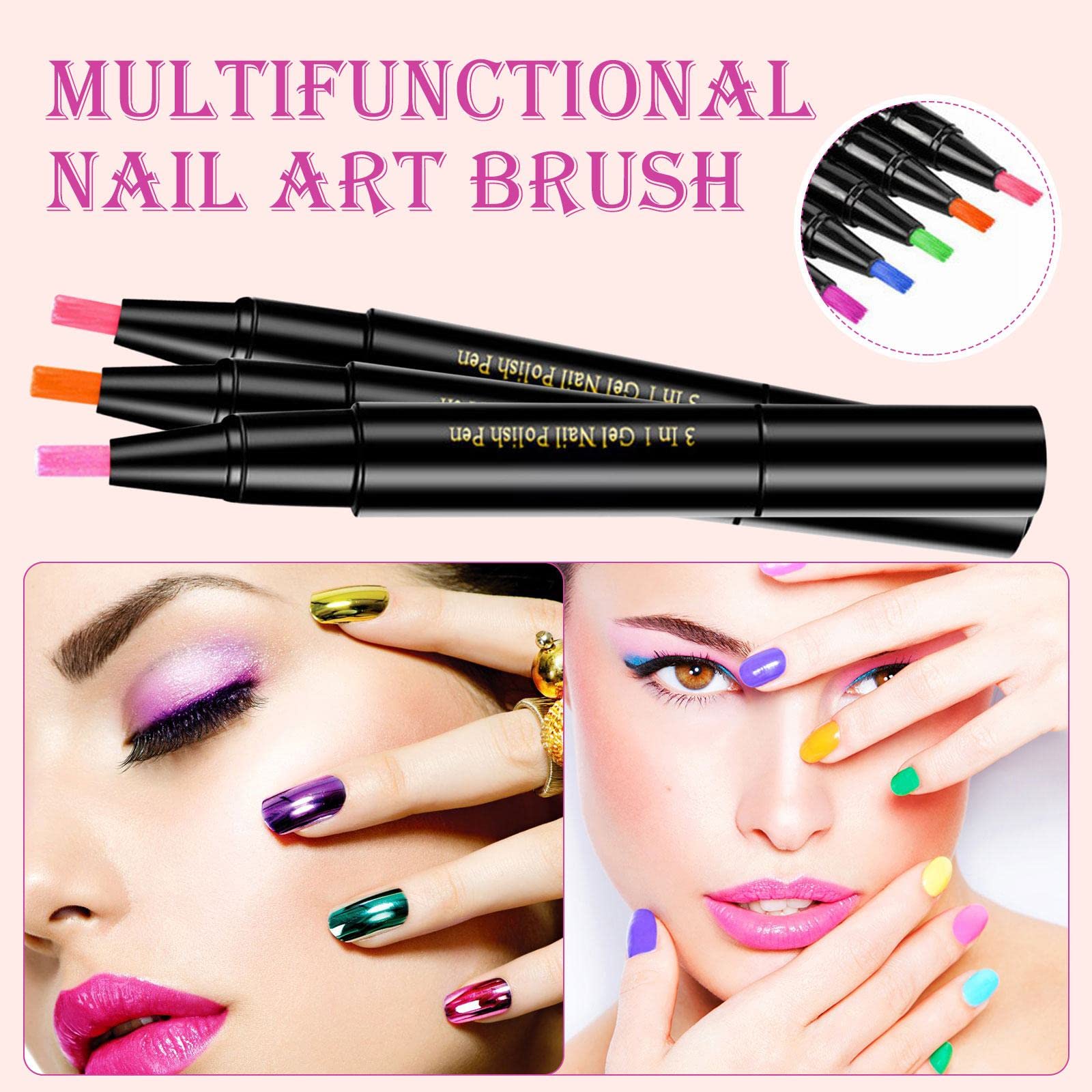 1PC 3-in-1 One Step Nail Gel Pen Set - 20 Colors Nail Polish Pens (2ml Each) - No Base or Top Coat Needed - DIY Nail Art Drawing Kit for Home & Salon Use - Perfect for Manicures, Pedicures & Nail Designs - TWFERR Beauty Products