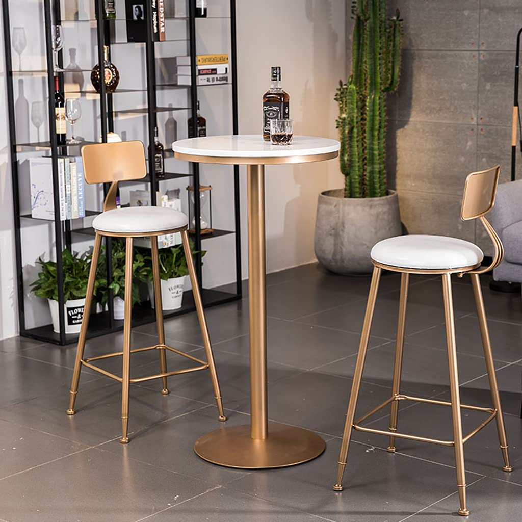 Marble Round Bar Table with Metal Leg - 21.6