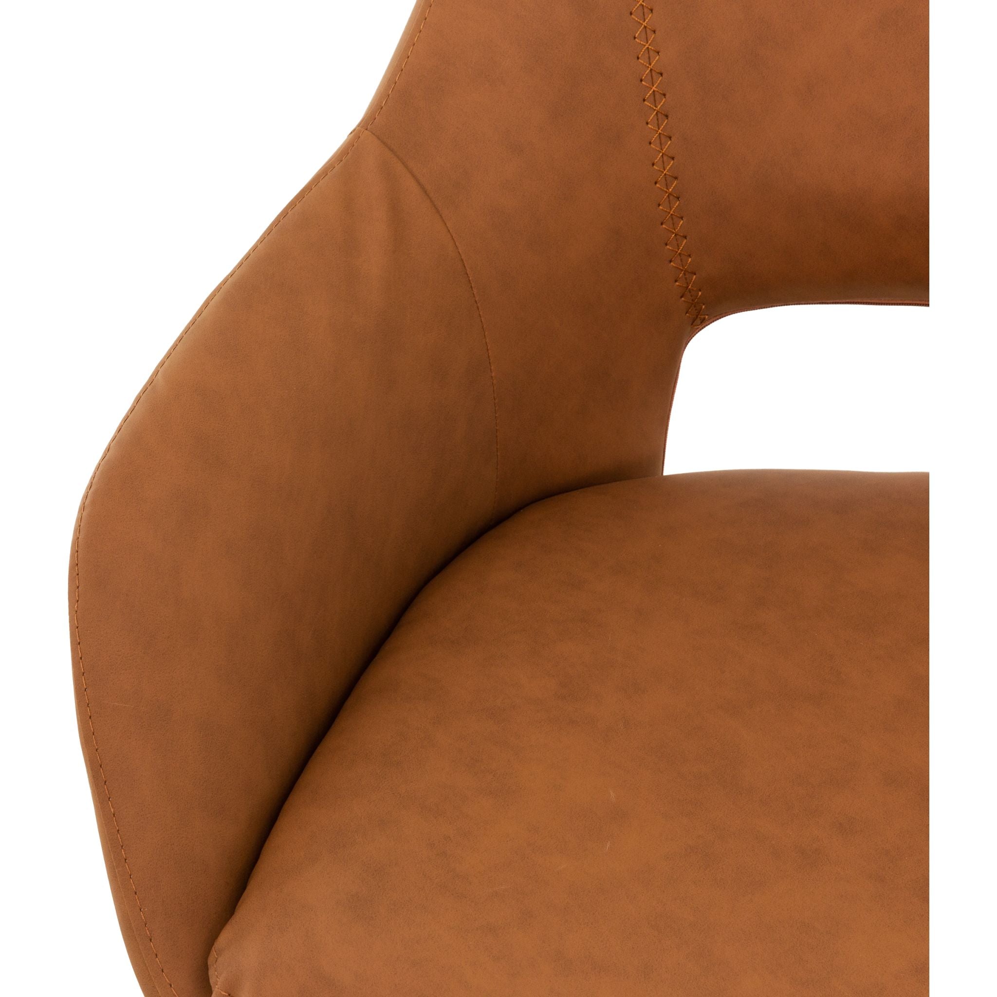 Amaze Upholstered Side Chair - Cognac Brown Leather Accent Chair for Living Room, Dining Room & Office (D620118723SHCS) | Mid-Century Modern Design with Wooden Legs | Perfect for Home Decor & Small Spaces