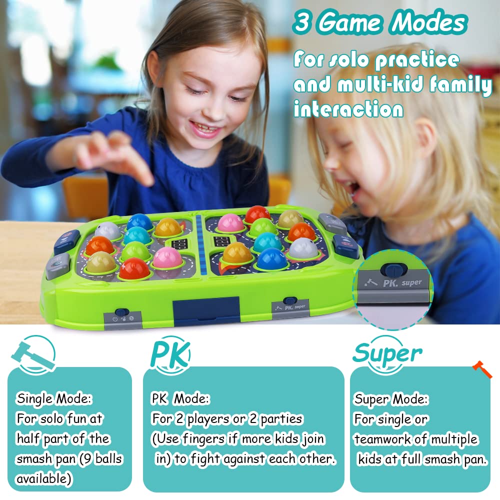 Whack-A-Mole Game for Kids Ages 3-12 - Interactive Educational Toy with Sound & Lights - Fun Learning Activity for Toddlers & Children - Includes 2 Hammers for Multiplayer Mode - Perfect Birthday Gift for Boys & Girls 3-6 Years Old - Great for Indoor Play, Preschool Learning & Family Game Nights