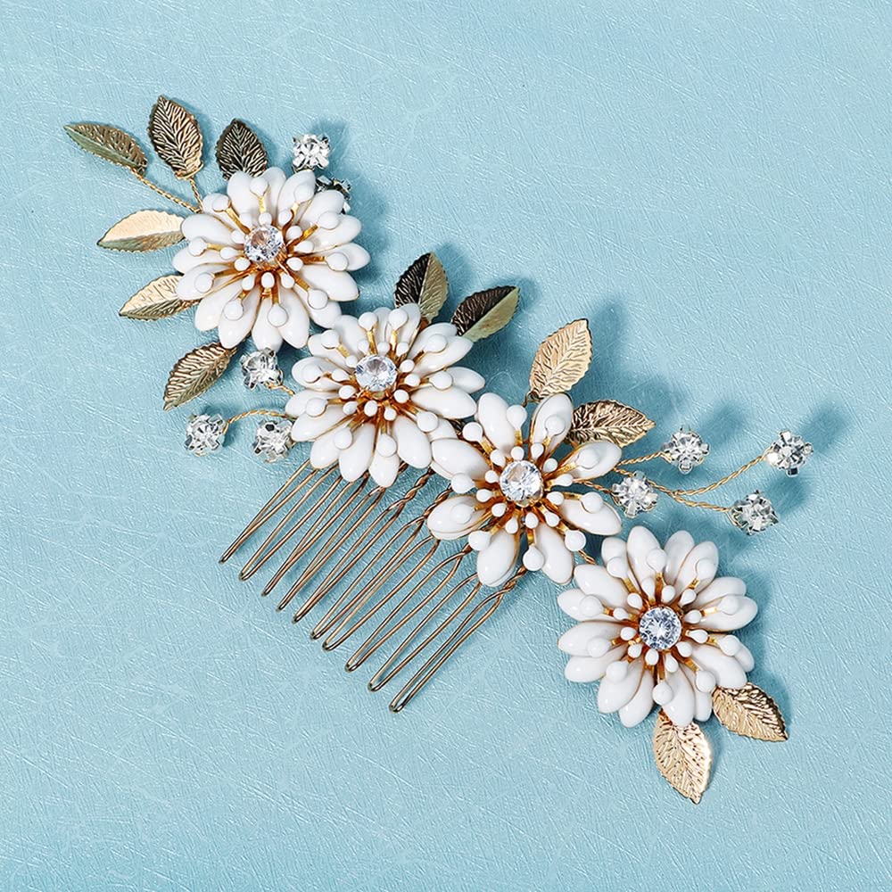 Handmade Floral Leaf Bridal Hair Comb - Elegant Wedding Headpiece for Women | Perfect for Brides, Bridesmaids, and Special Occasions