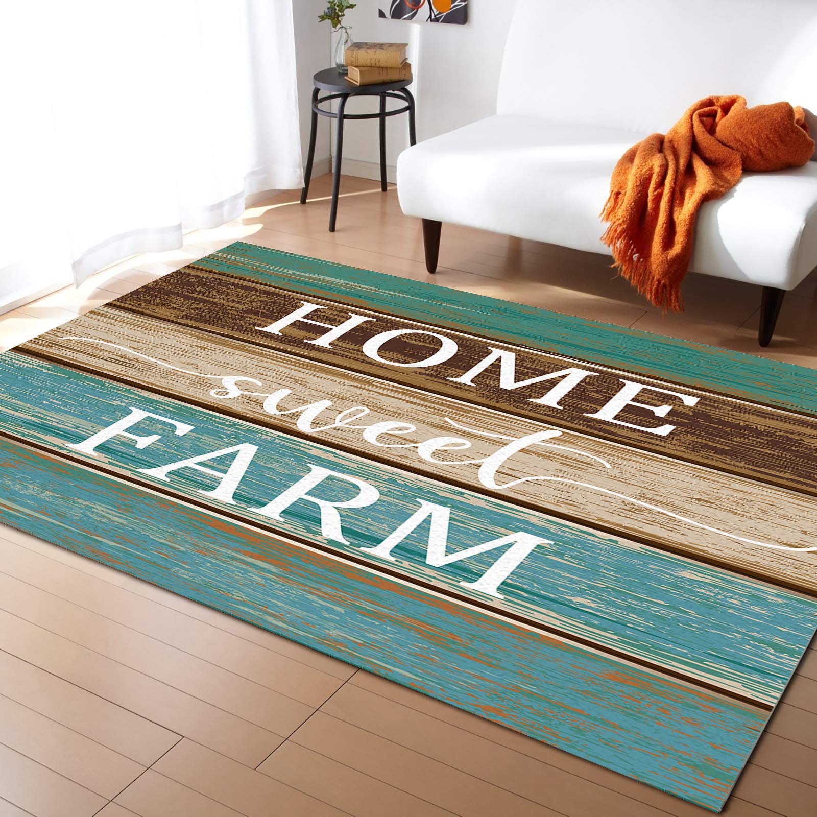 MuswannaA Vintage Wood Grain Non-Slip Area Rug - Soft Contemporary Floor Carpet for Living Room, Bedroom, Nursery & Play Mat | Farmhouse Home Decor | Perfect for Cozy Home, Kids Room & Farmhouse Style Decorating