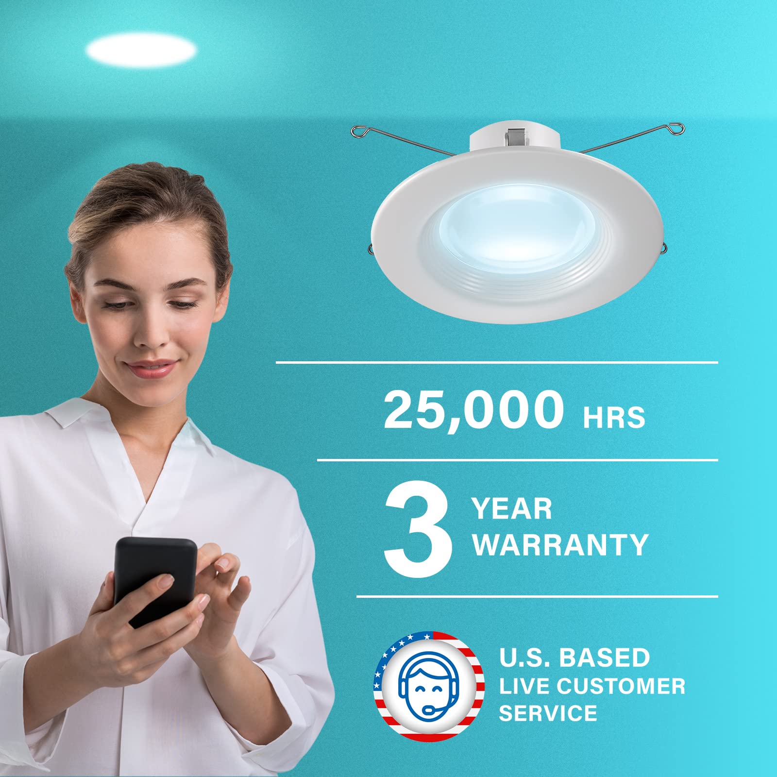 Sengled Smart Recessed Lighting 5/6 Inch, Alexa-Compatible LED Downlight Kit (4-Pack) - 5000K Daylight, Auto Pairing with Alexa Devices, Smart Home Can Lights for Living Room, Kitchen & Bedroom Ceiling Installation