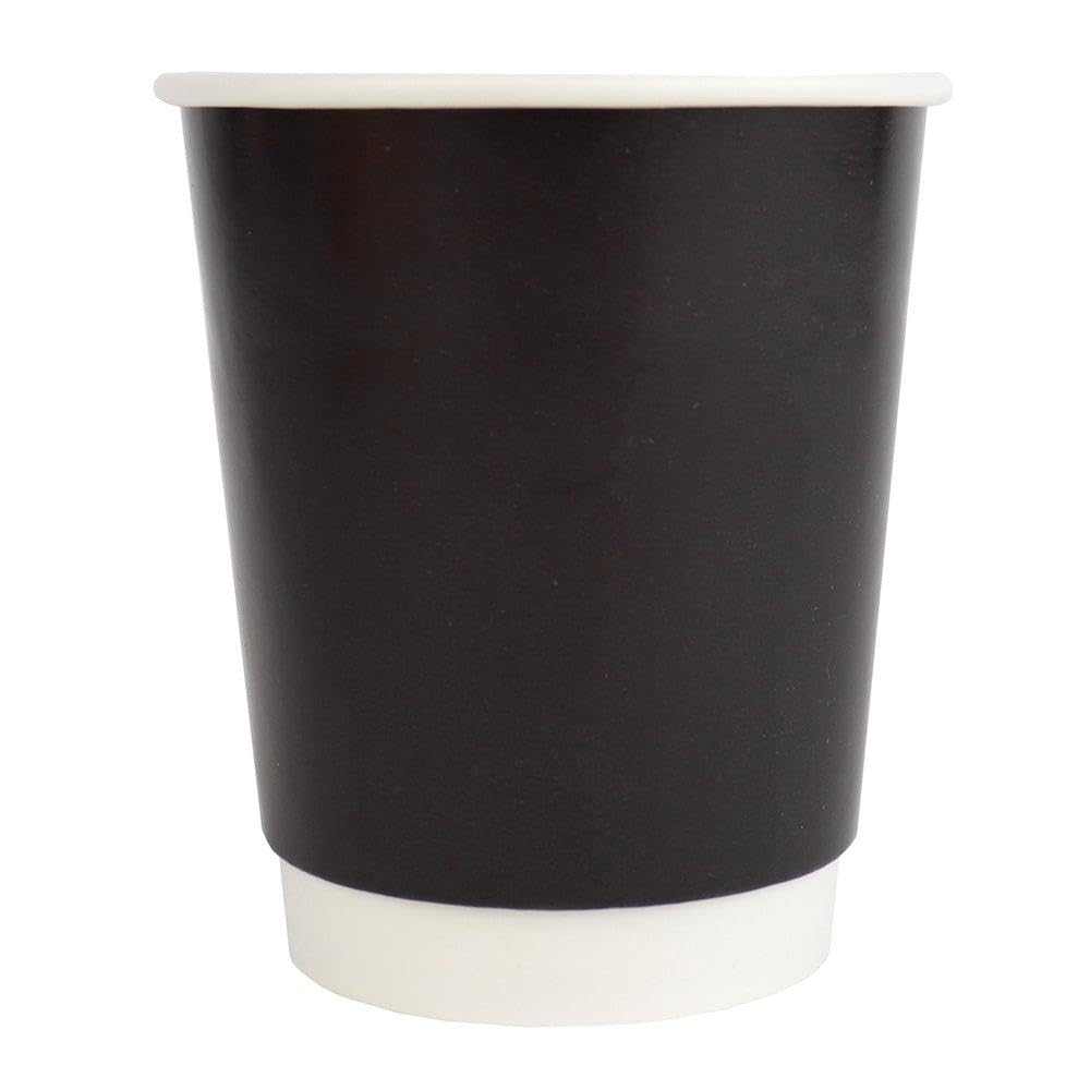 UNIQ 500-Count 8 oz Double-Wall Insulated Paper Coffee Cups - Black | Premium Hot Drink Cups for Coffee, Tea, Hot Chocolate & Beverages | Ideal for Coffee Shops, Offices, Restaurants & Home Use | Eco-Friendly Disposable Cups