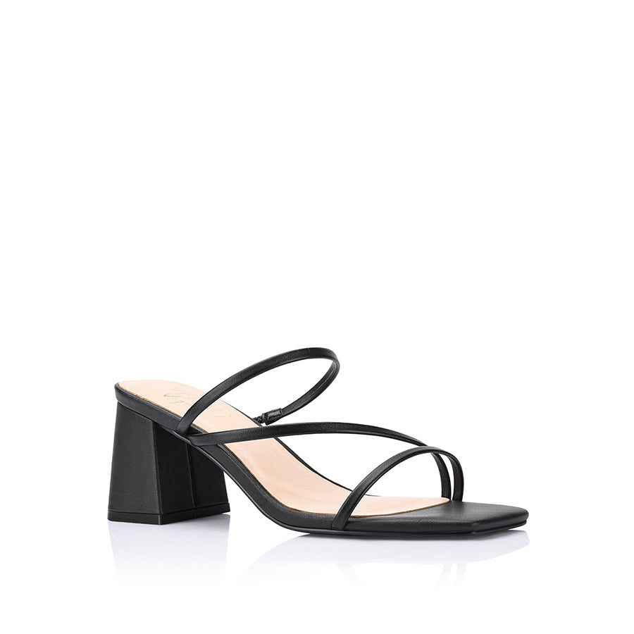 Stanford Block Heel Mules - Women's Comfortable Slip-On Shoes for Work & Casual Wear | Black Leather Loafers for Office, Walking & Everyday Outfits