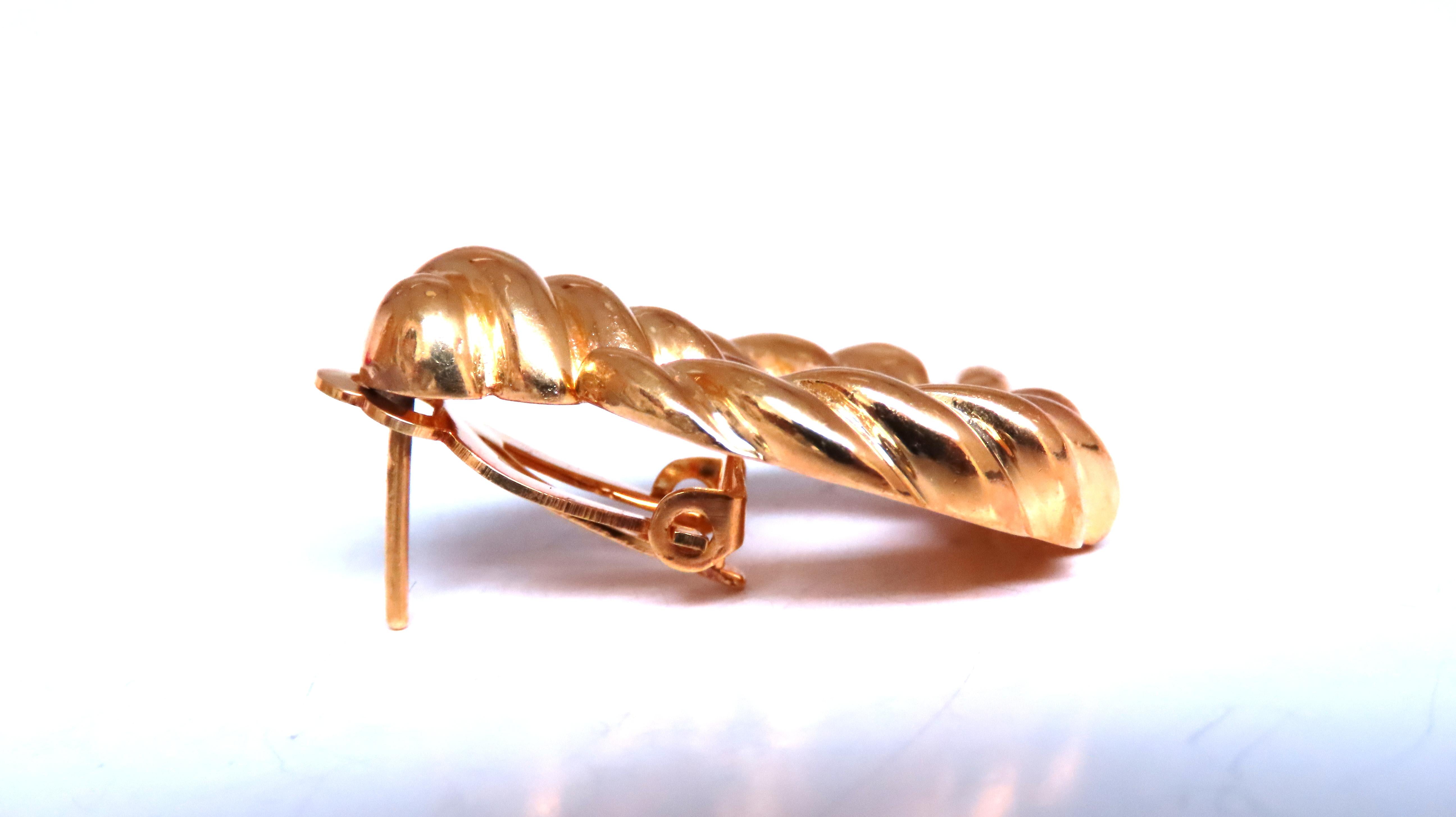 14K Gold Shrimp Knocker Clip-On Earrings for Women - Elegant Omega Back Clip Earrings for Sensitive Ears - Perfect for Parties, Weddings & Special Occasions