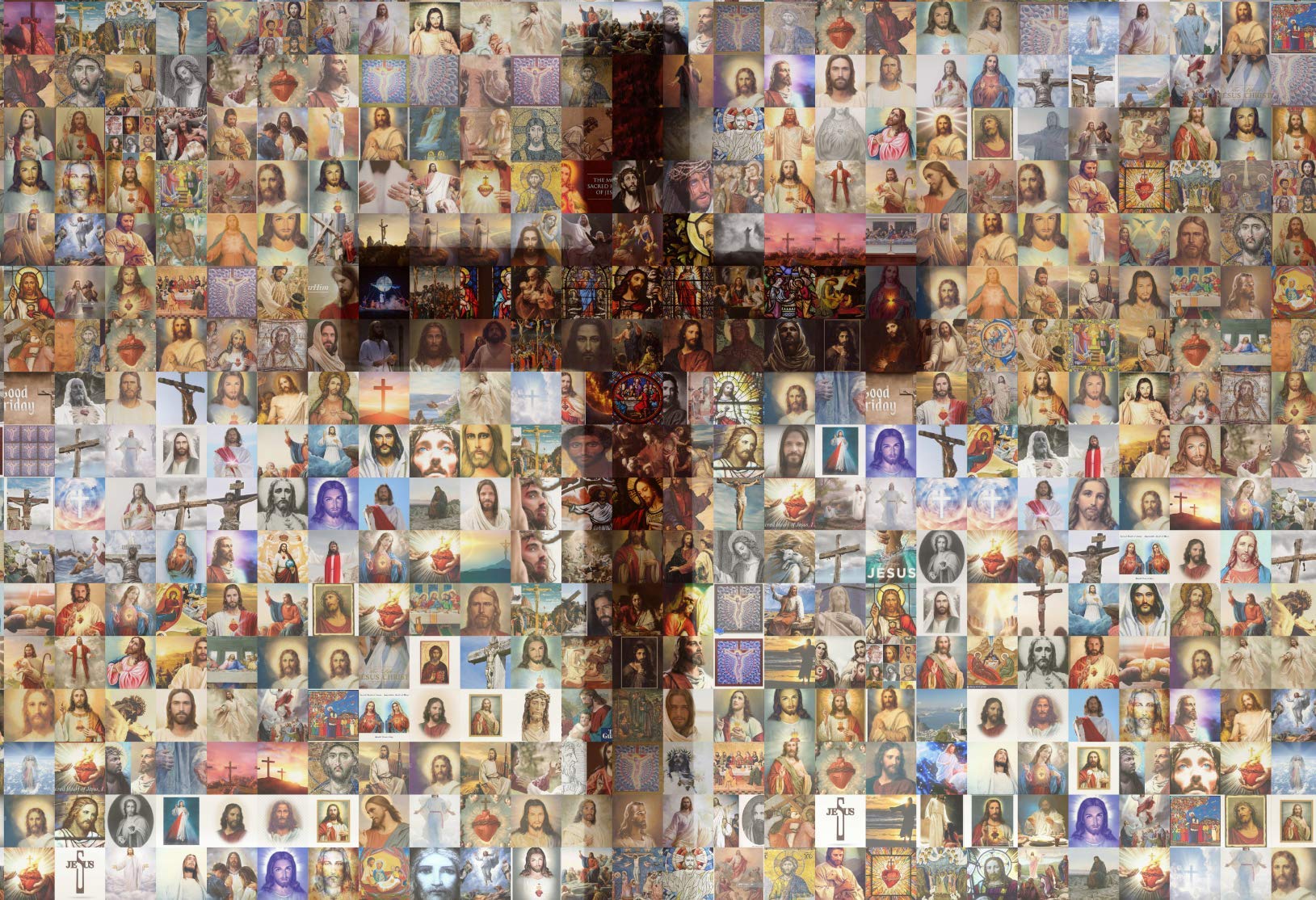 Love God & Love One Another Mosaic - Jesus Christ and The Cross Photo Collage by Michael Verlangieri | Christian Home Decor, Church Wall Art, Inspirational Gift