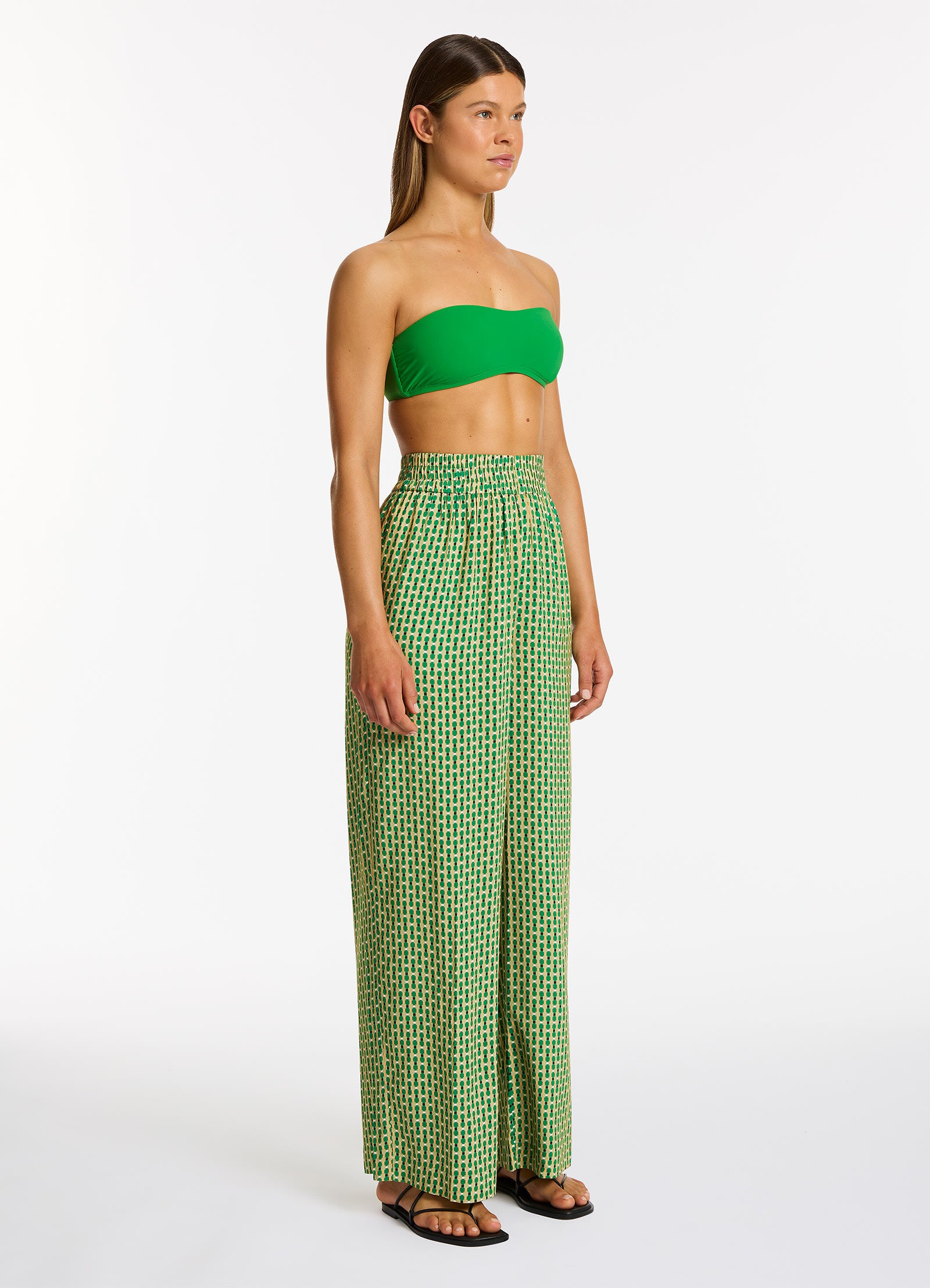 Mattala Geo Wide Leg Pants for Women - Floral Print High Waisted Palazzo Trousers - Comfortable Stretchy Fabric for Work, Travel & Casual Outfits