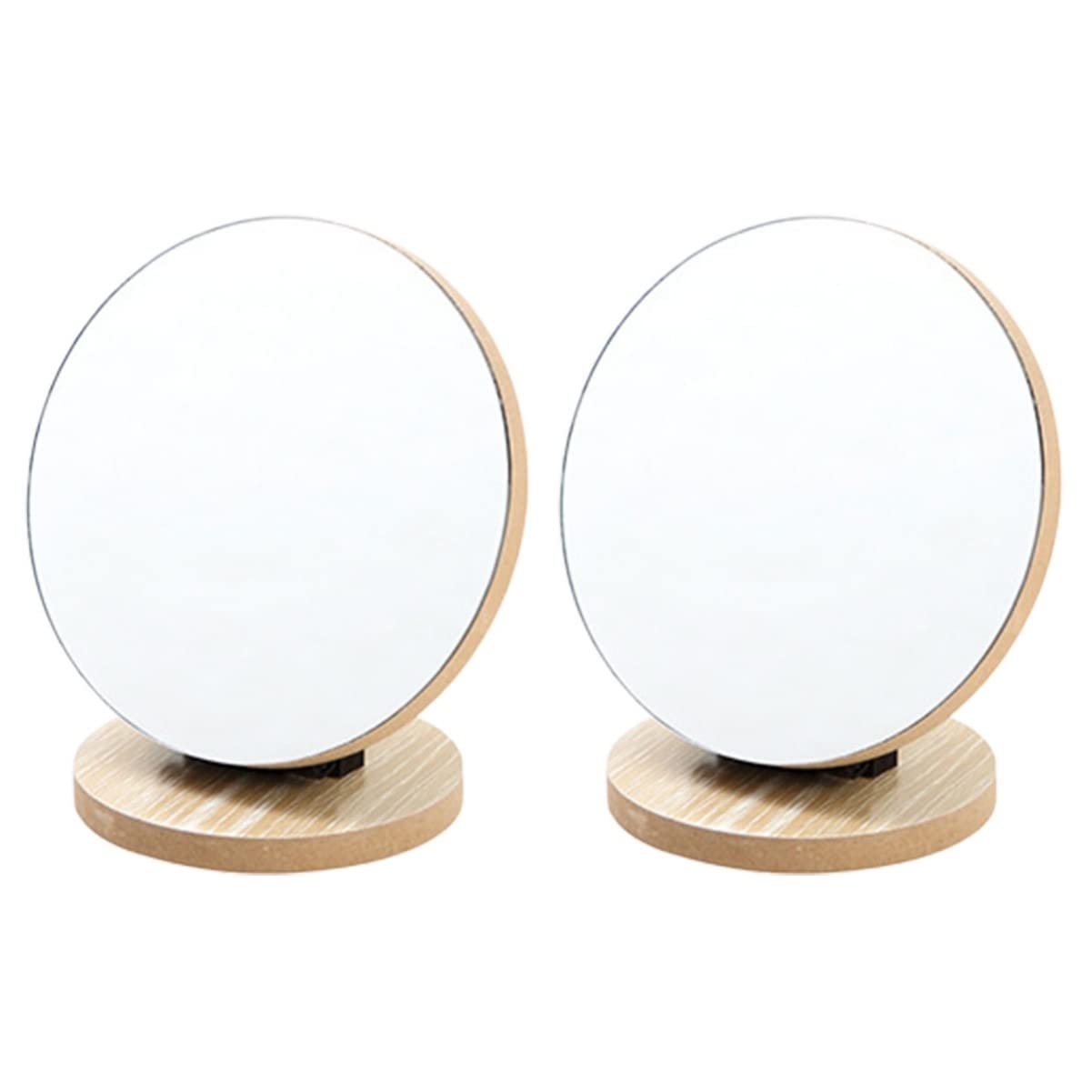 FRCOLOR 2-Pack Round Tabletop Makeup Mirror with Stand - Professional Vanity Mirror for Desk, Travel & Home Beauty Station - Perfect for Makeup Application, Skincare & Hair Styling