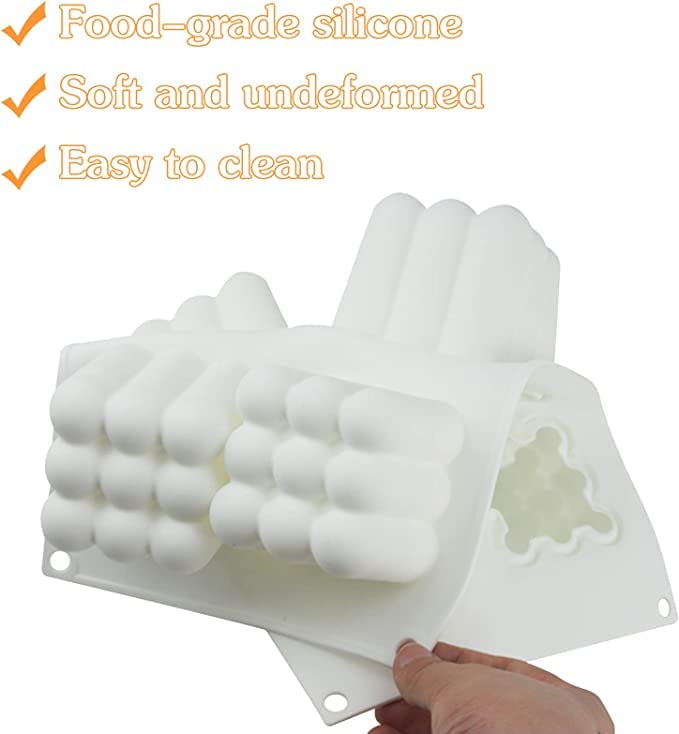 Premium 6-Cavity Silicone Bubble Candle Molds for DIY Candle Making - 3D Wax Melt Molds for Unique Handmade Candles, Home Decor & Craft Projects (Style A, White) - Perfect for Birthday Gifts, Wedding Decorations & Aromatherapy Candles