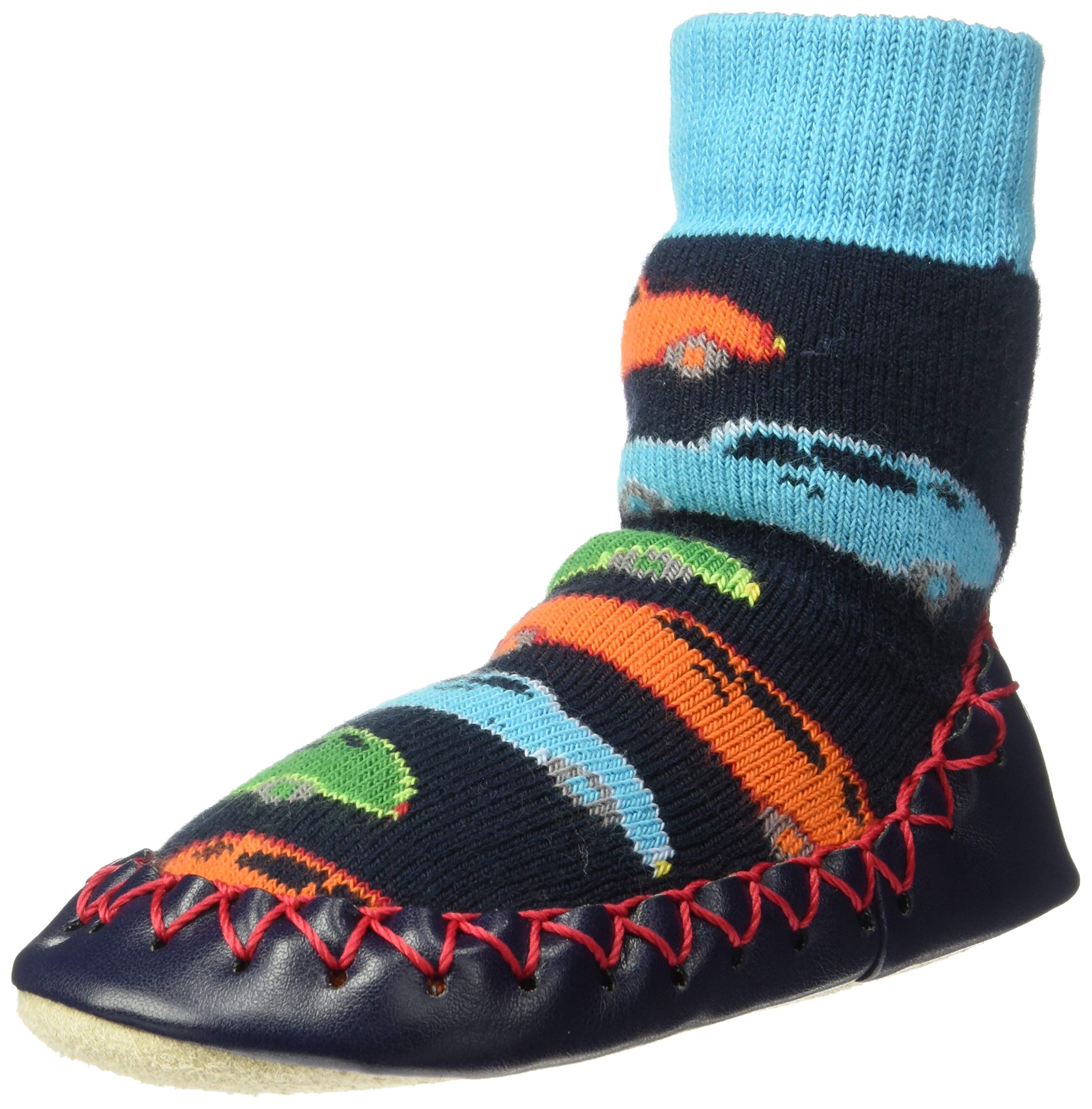Konfetti Crazy Cars Slipper Socks - Swedish Moccasin Style Cozy House Shoes for Men & Women - Perfect for Indoor Comfort, Lounge Wear and Gift Giving