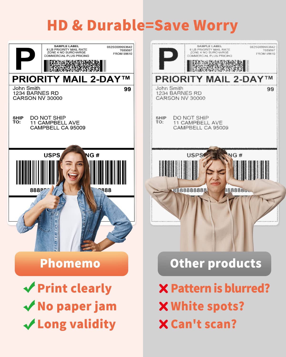 Phomemo 4x6 Thermal Label Printer Paper - 500 PCS Pink 4