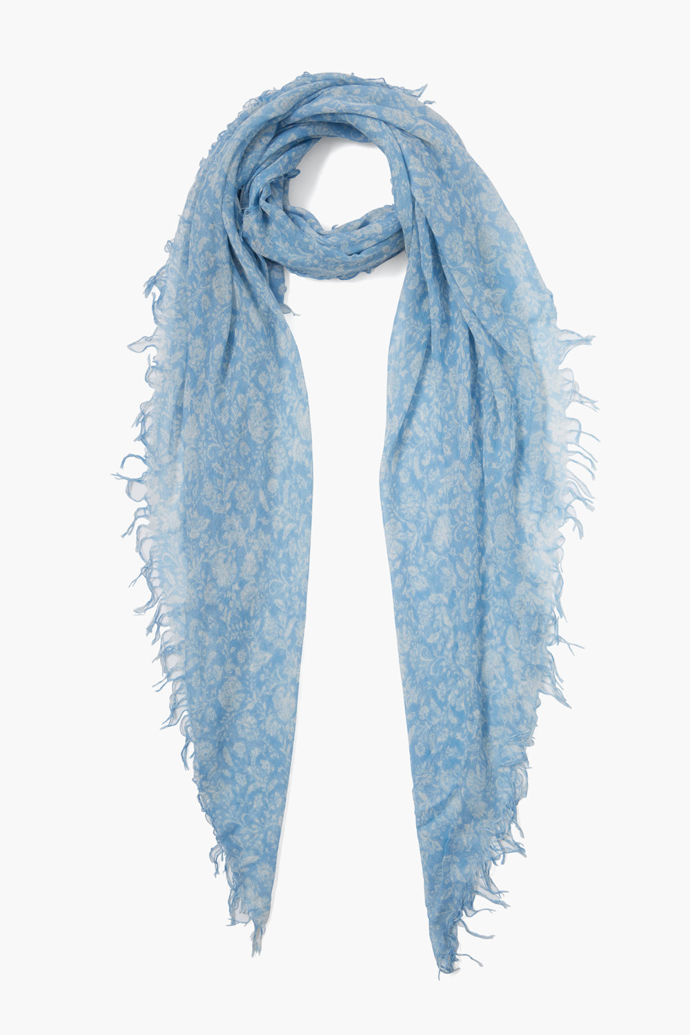 Luxury Cashmere Silk Scarf - Soft Baby Blue Dahlia Floral Print Wrap for Women | Elegant Fashion Accessory for Office, Wedding & Gift Giving