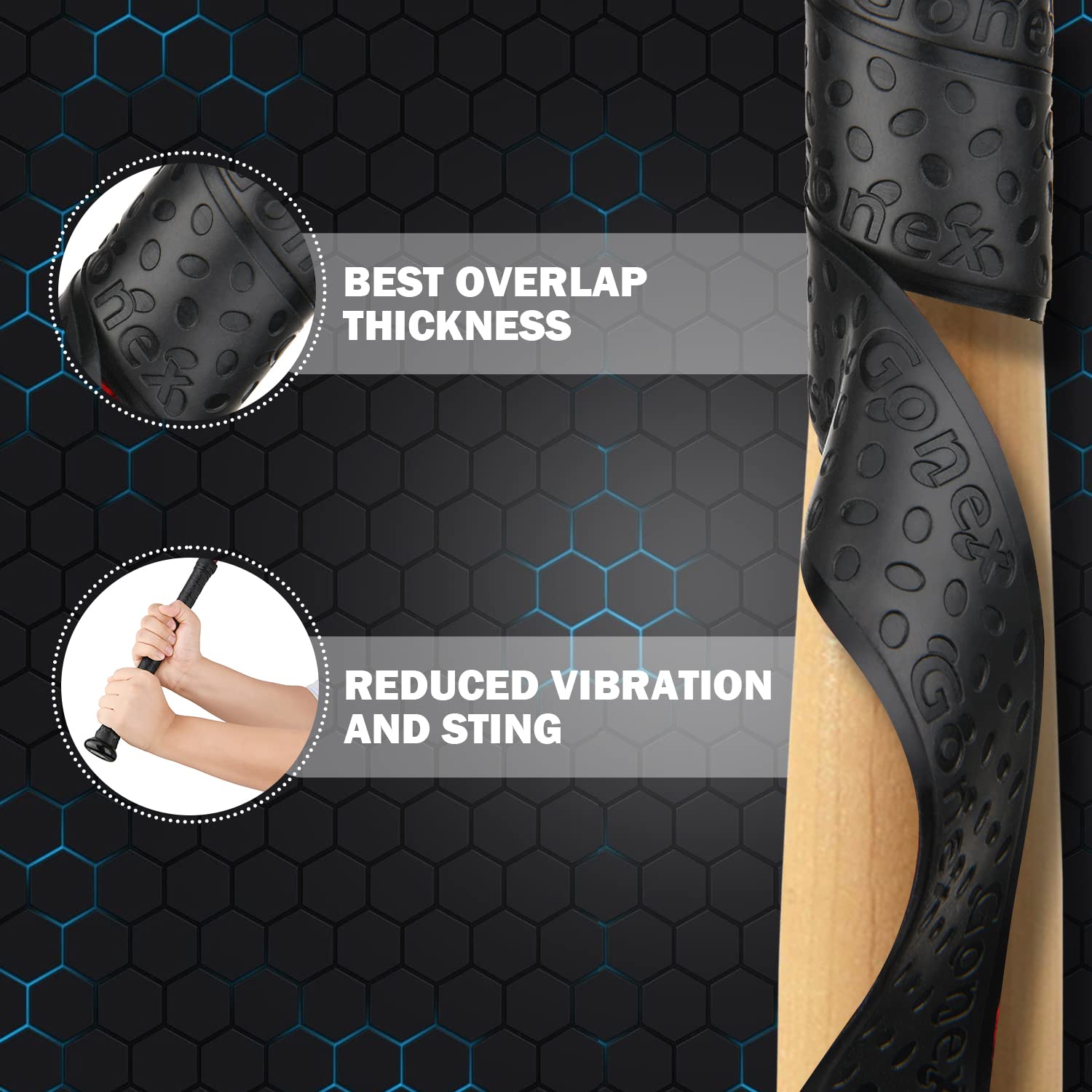 Gonex Pro Feel Baseball Bat Grip Tape - 1.1mm Thick, 40.16'' Full Adhesive Back for Baseball & Softball (1 or 2 Pack) - Improve Swing Control & Comfort for Training & Games
