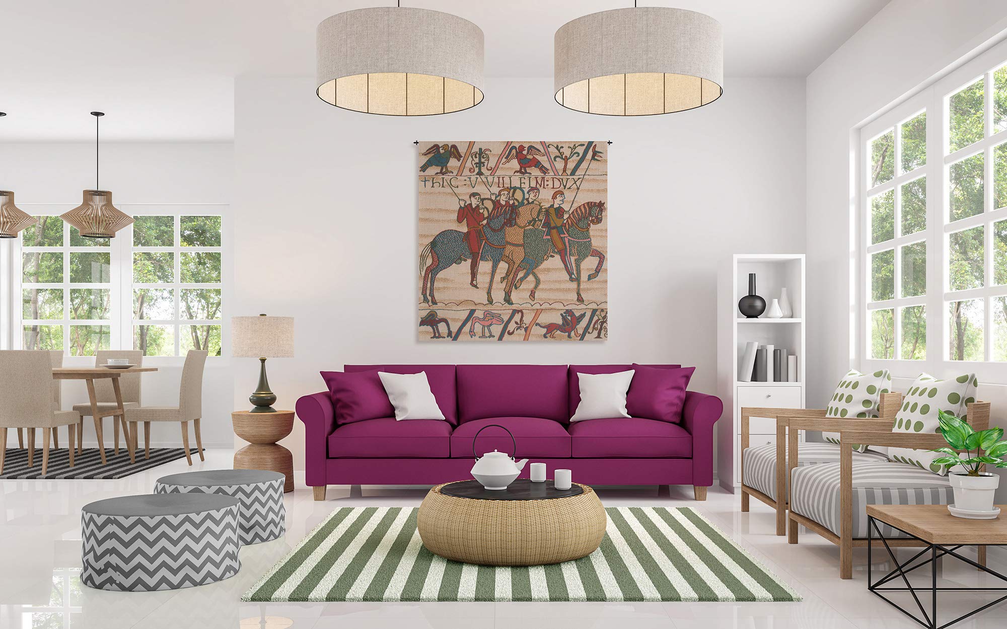 Duke William Departs French Tapestry Wall Hanging - 29x27 Inch Viscose Cotton Polyester Blend - Medieval Home Decor Wall Art for Living Room, Bedroom & Office