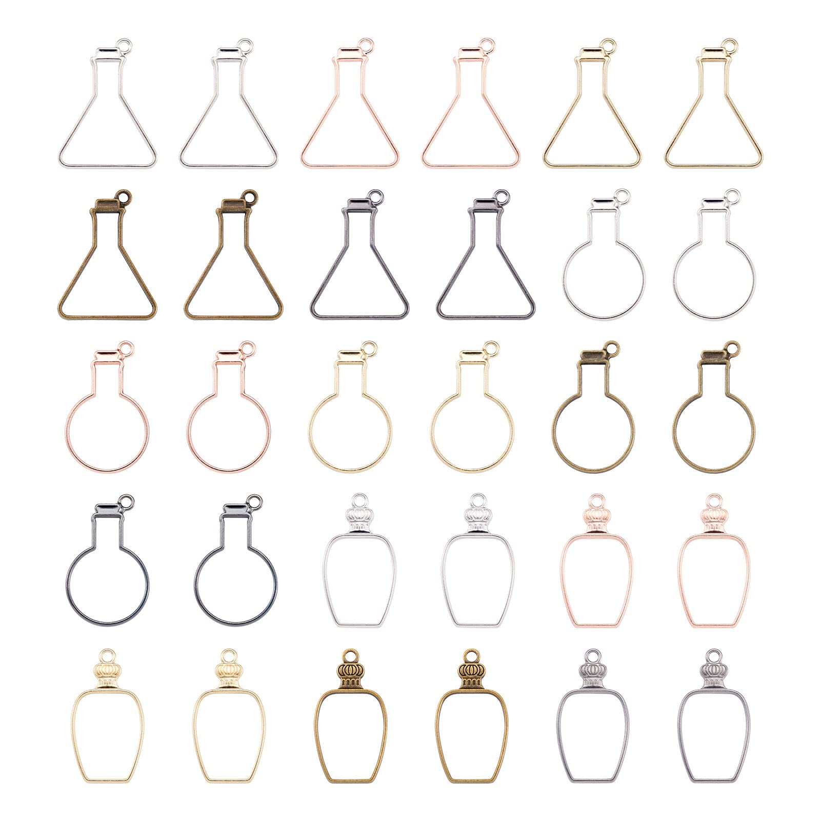 FASHEWELRY Alloy Open Back Bezel Pendants - Elegant Jewelry for Necklaces, DIY Crafts & Gift Giving - Perfect for Weddings, Parties & Everyday Wear
