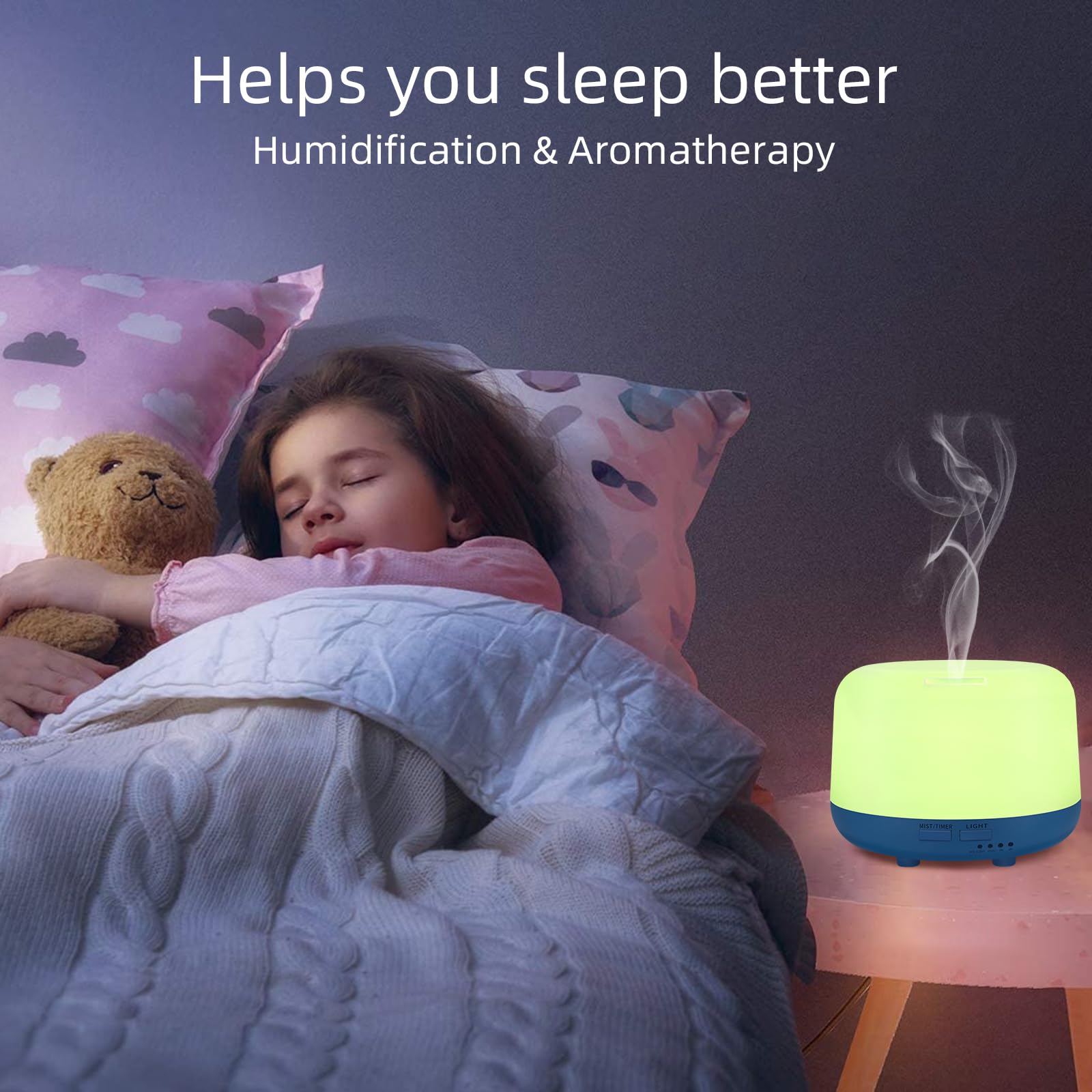 300ML Essential Oil Diffuser with Remote Control - 7 Color Changing LED Lights, Ultrasonic Cool Mist Humidifier for Aromatherapy, Yoga, Bedroom & Office Relaxation
