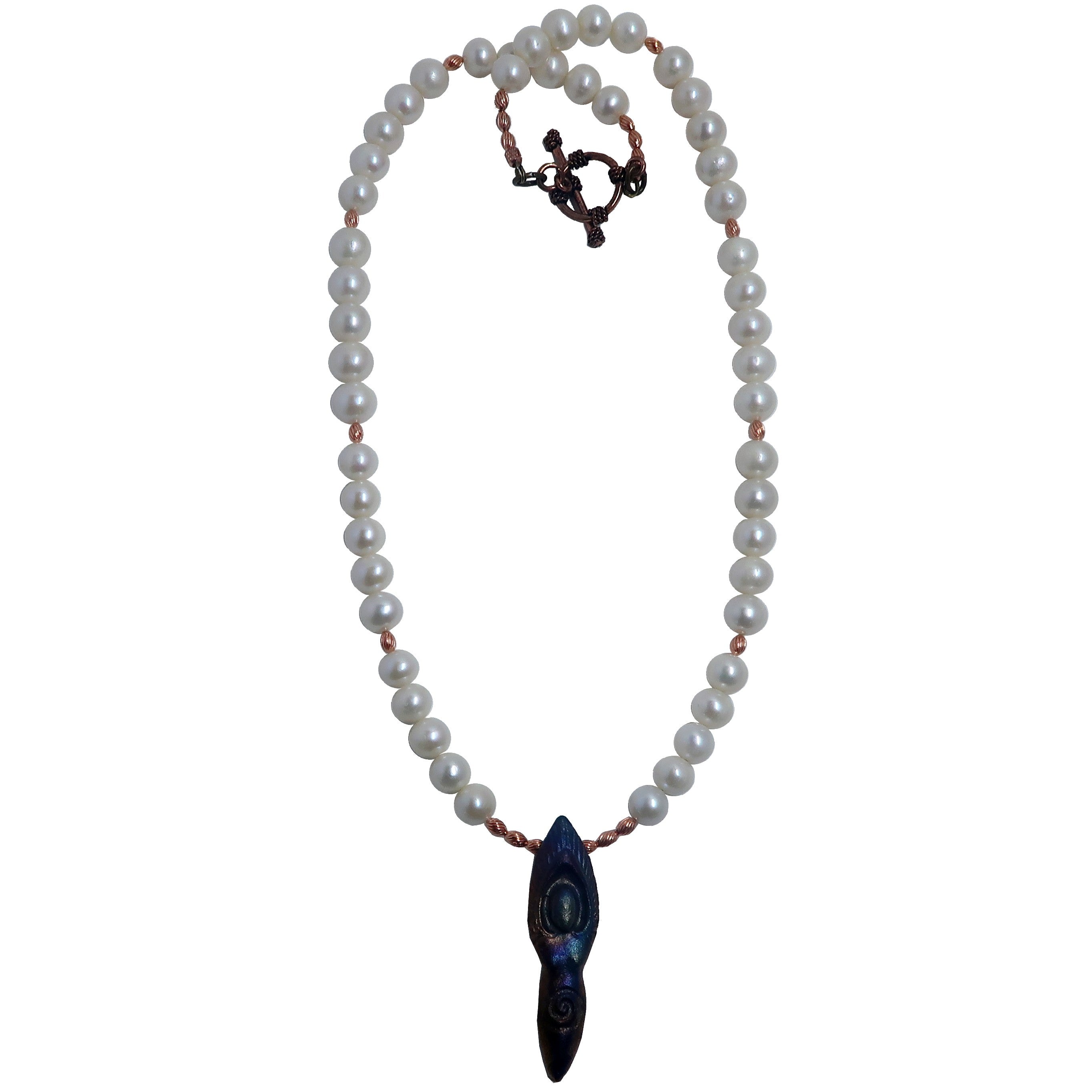 Raku Rainbow Pearl Necklace - Goddess of Empowerment Jewelry for Women | Perfect for Spiritual Healing, Meditation & Special Occasions