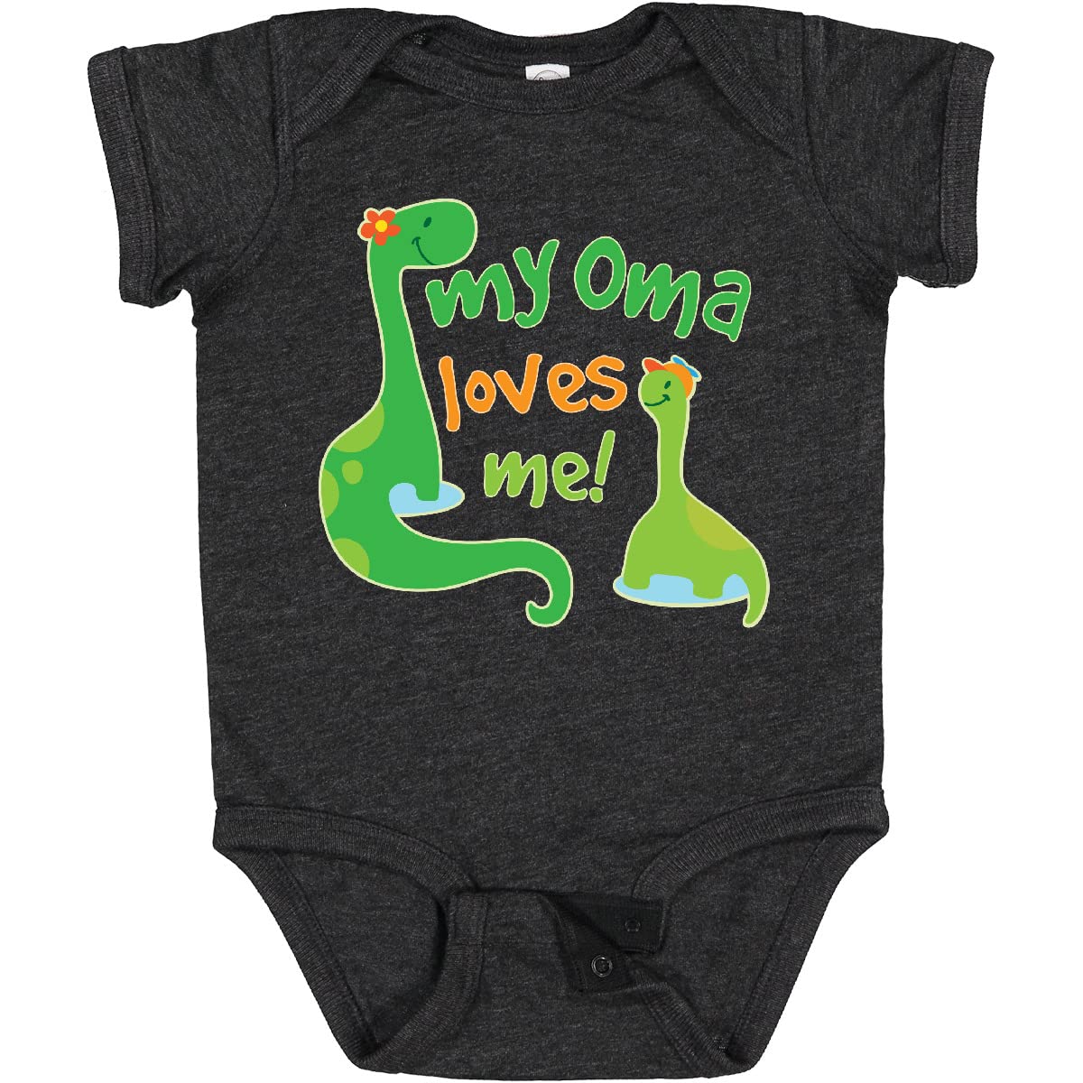 Inktastic My Oma Loves Me Dinosaur Baby Bodysuit - Cute Dinosaur Print Onesie for Infants & Toddlers - Perfect for Family Photos, Playdates & Grandparent Visits