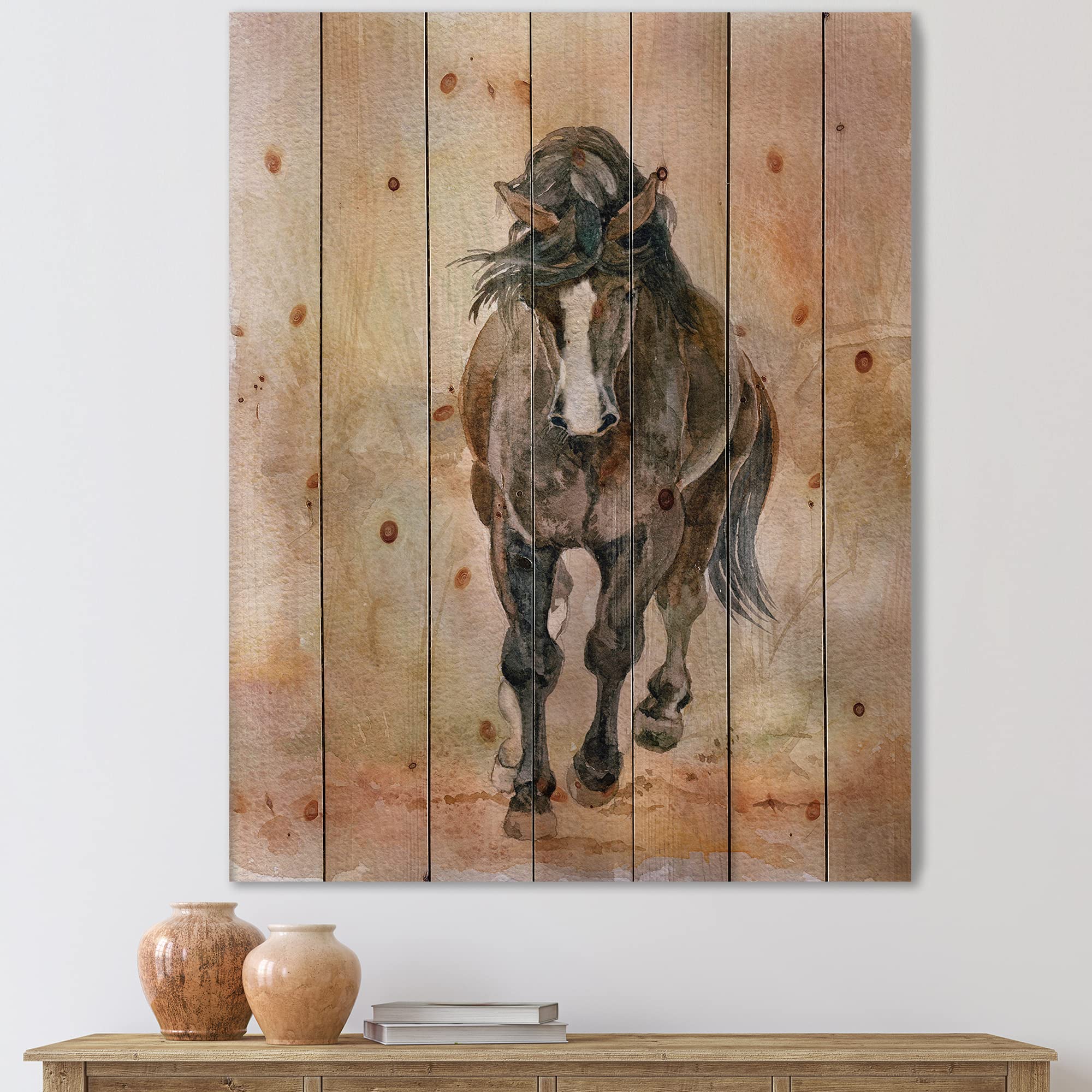 Beautiful Chestnut Horse Portrait - Farmhouse Wood Wall Decor, Brown Wood Wall Art, Large Animal Wood Panels Printed on Natural Pine - Perfect for Living Room, Bedroom, or Country Home Decor