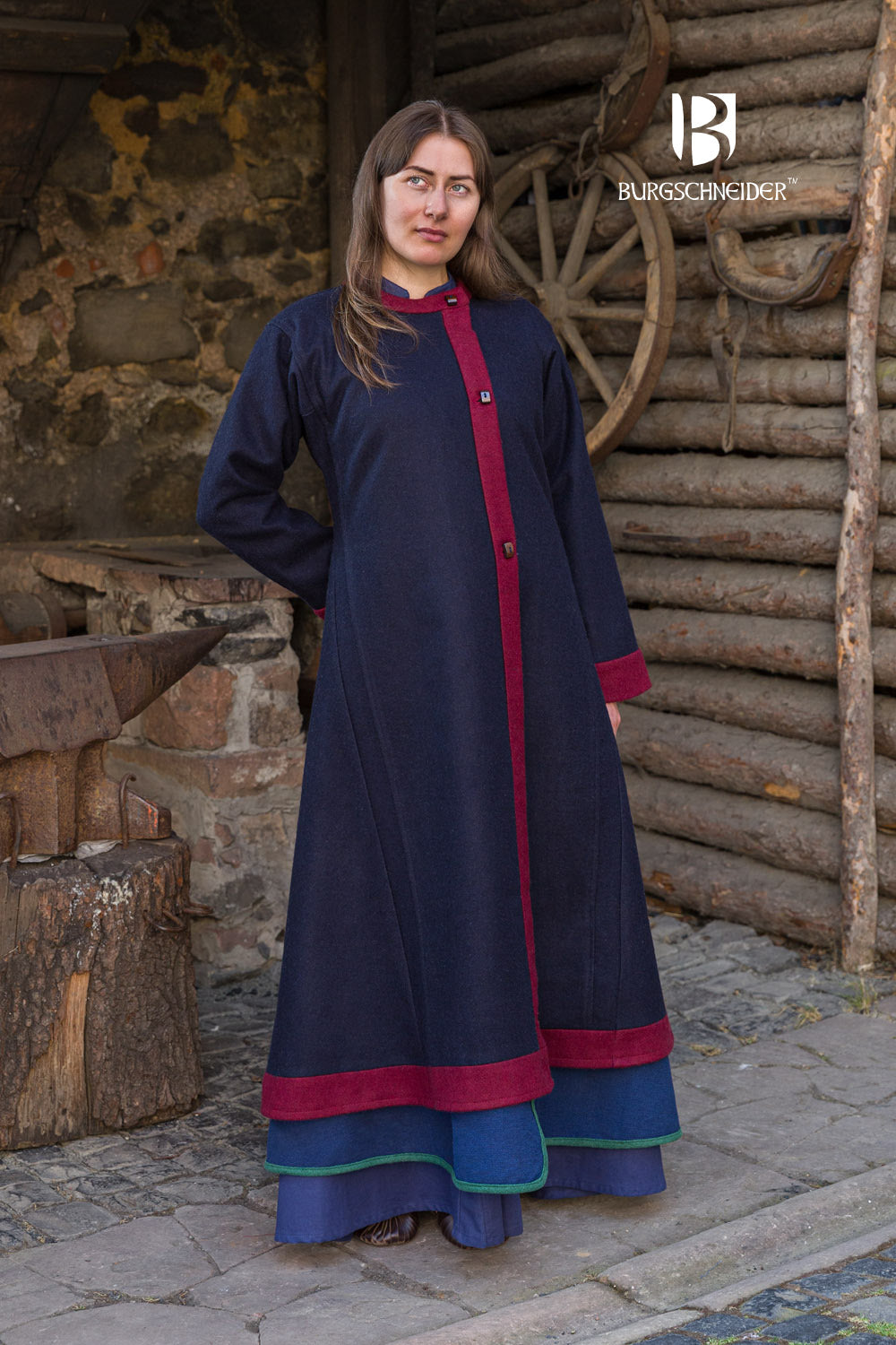 Rus Coat Kseniya - Stylish Winter Jacket for Women in Blue & Red | Warm Outerwear for Cold Weather, Fashionable Parka for Daily Wear & Outdoor Activities