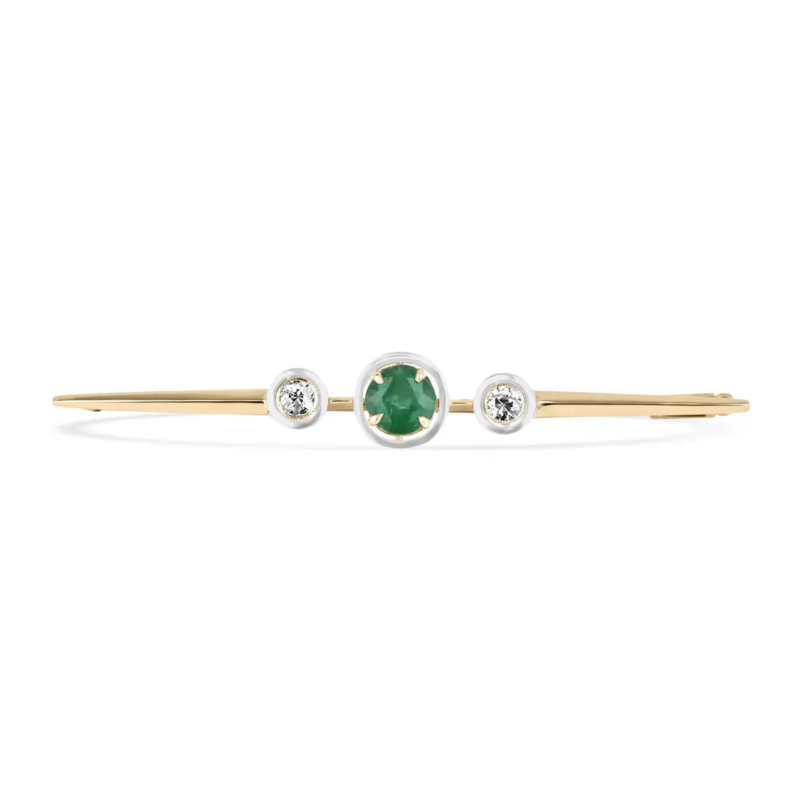 1.65tcw Natural Emerald Diamond Vintage Three Stone Antique Brooch Pin - Elegant Jewelry for Weddings, Parties & Special Occasions
