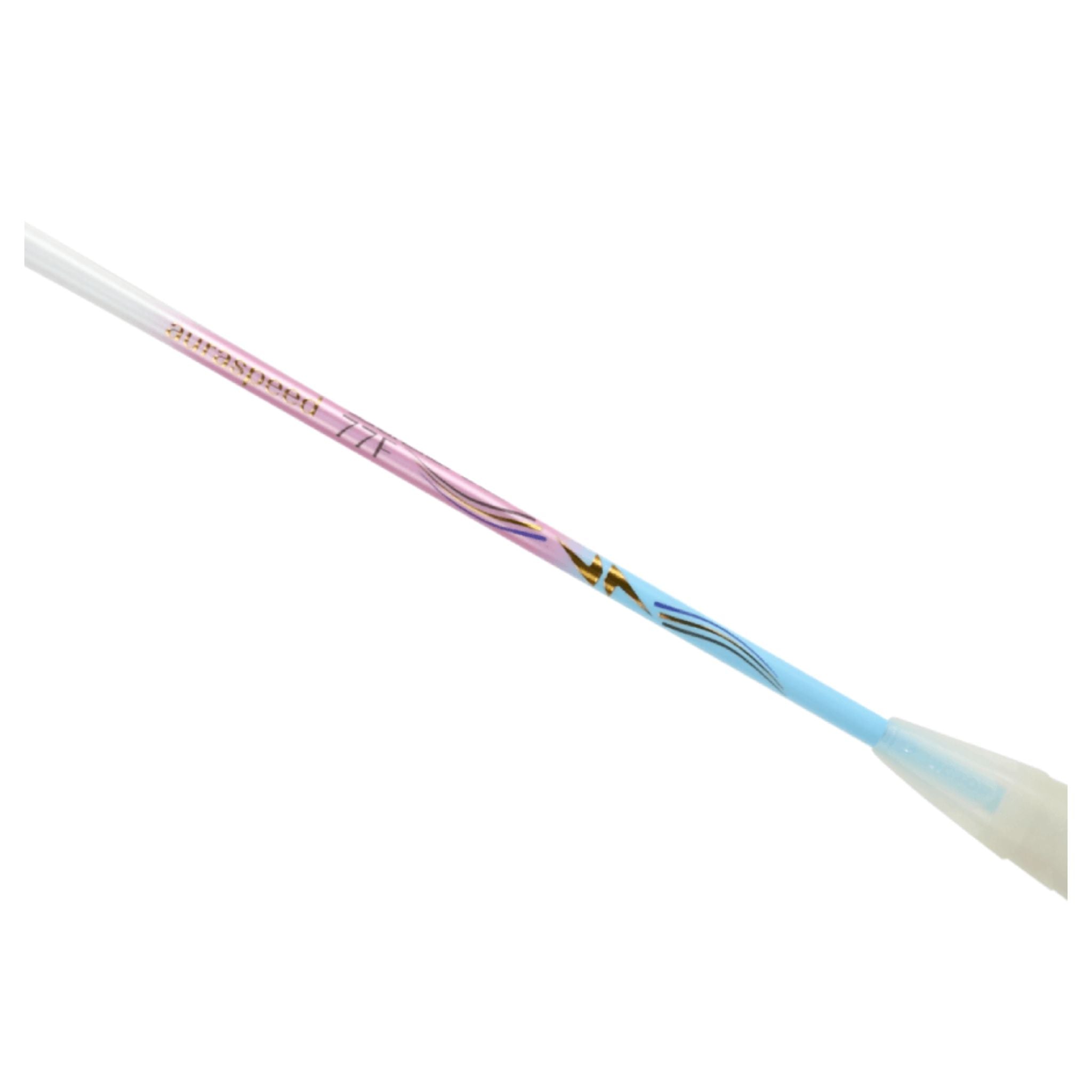 Victor Auraspeed 77F Unstrung Badminton Racket - Lightweight Carbon Fiber Badminton Racquet for Professional & Intermediate Players [Light Pink/Blue] - Perfect for Tournaments & Training Sessions