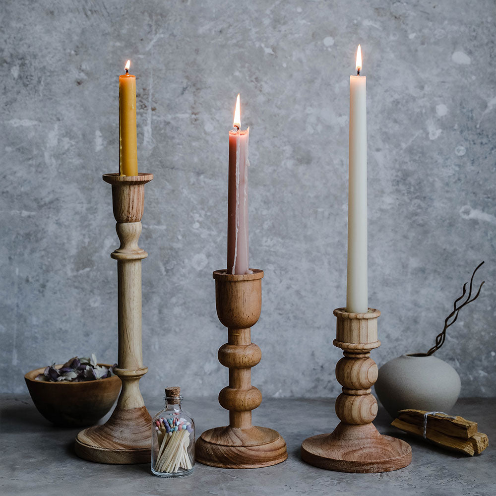 Pure Beeswax Taper Candles for Home Decor & Romantic Dinners - Natural, Long-Lasting, Soot-Free Candles for Weddings, Church, and Relaxation