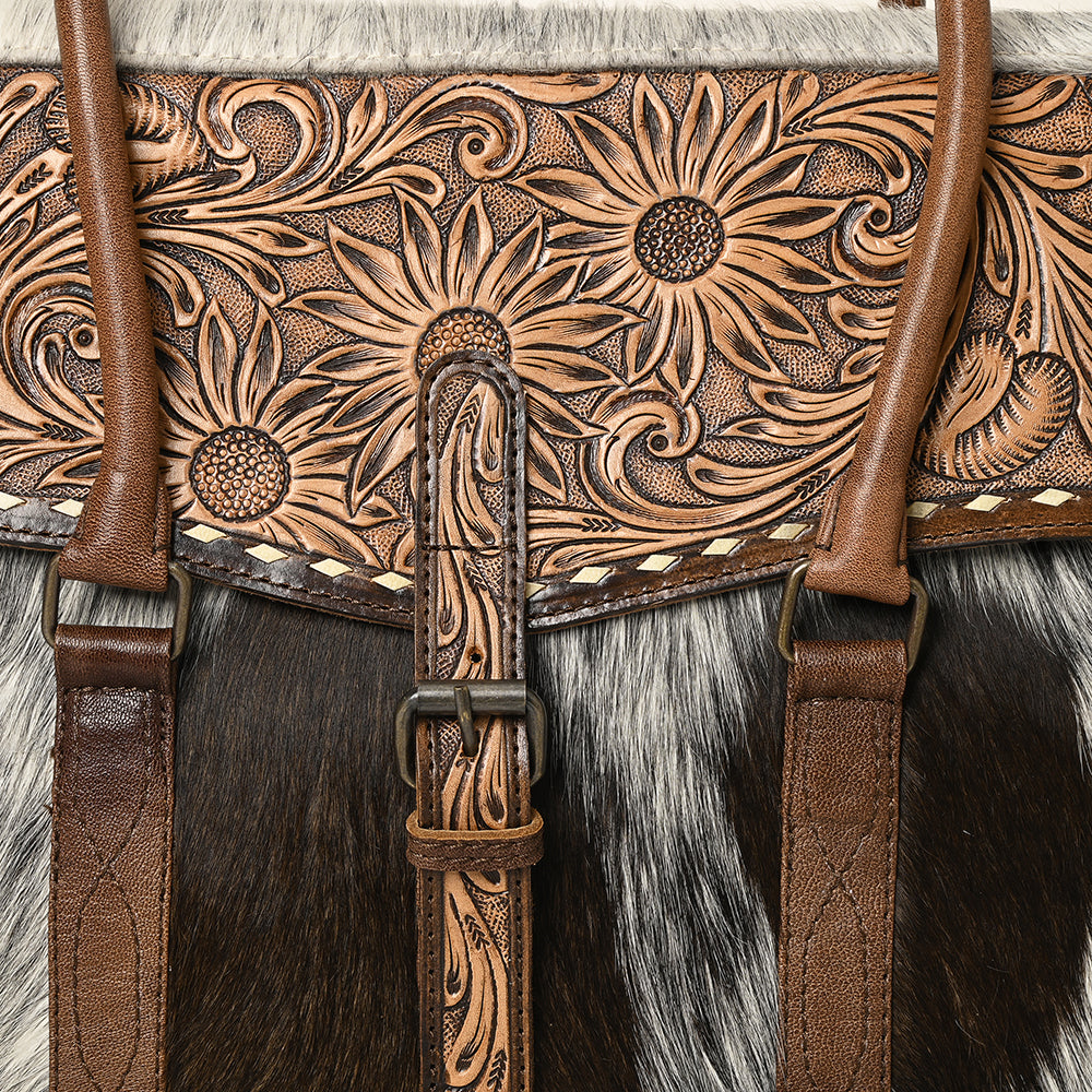 American Darling ADBG1397 Genuine Leather Crossbody Bag for Women - Western Style Hair-On Tooled Handbag Purse - Perfect for Casual Outings, Travel & Everyday Use