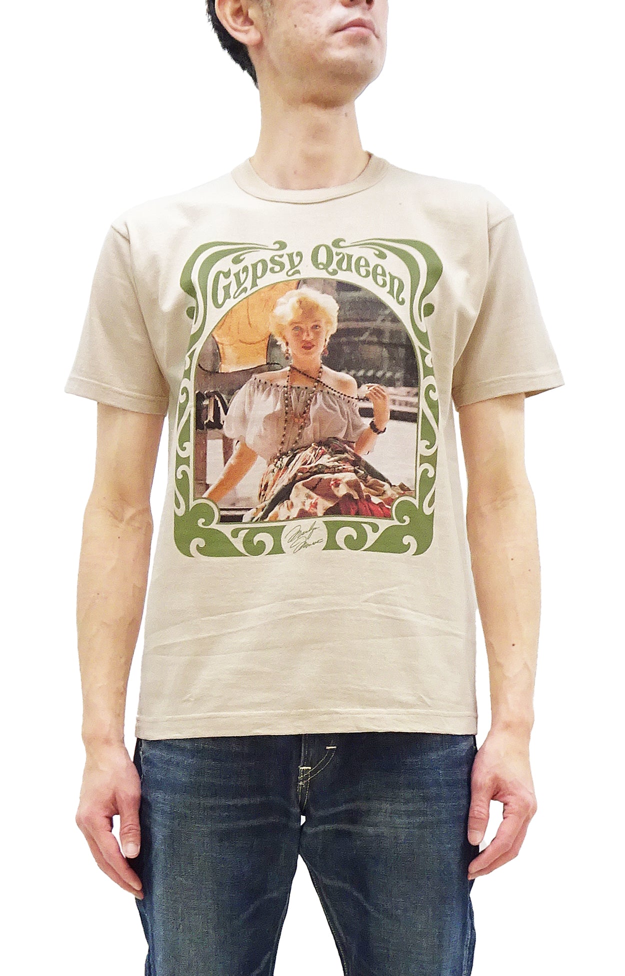 Vintage Marilyn Monroe Graphic T-Shirt for Men - Short Sleeve Loopwheeled Cotton Tee by TOYS McCOY (TMC2415-041 Faded Beige) - Perfect for Casual Wear, Retro Fashion & Collector's Item