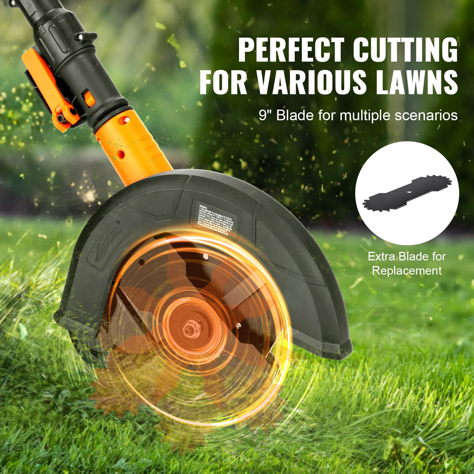VEVOR 20V Cordless Lawn Edger with 9-Inch Blade, 3-Position Depth Adjustment, Includes Battery & Charger - Perfect for Trimming Lawns, Driveways, Borders & Sidewalk Edges | Ideal for Home Landscaping & Yard Maintenance