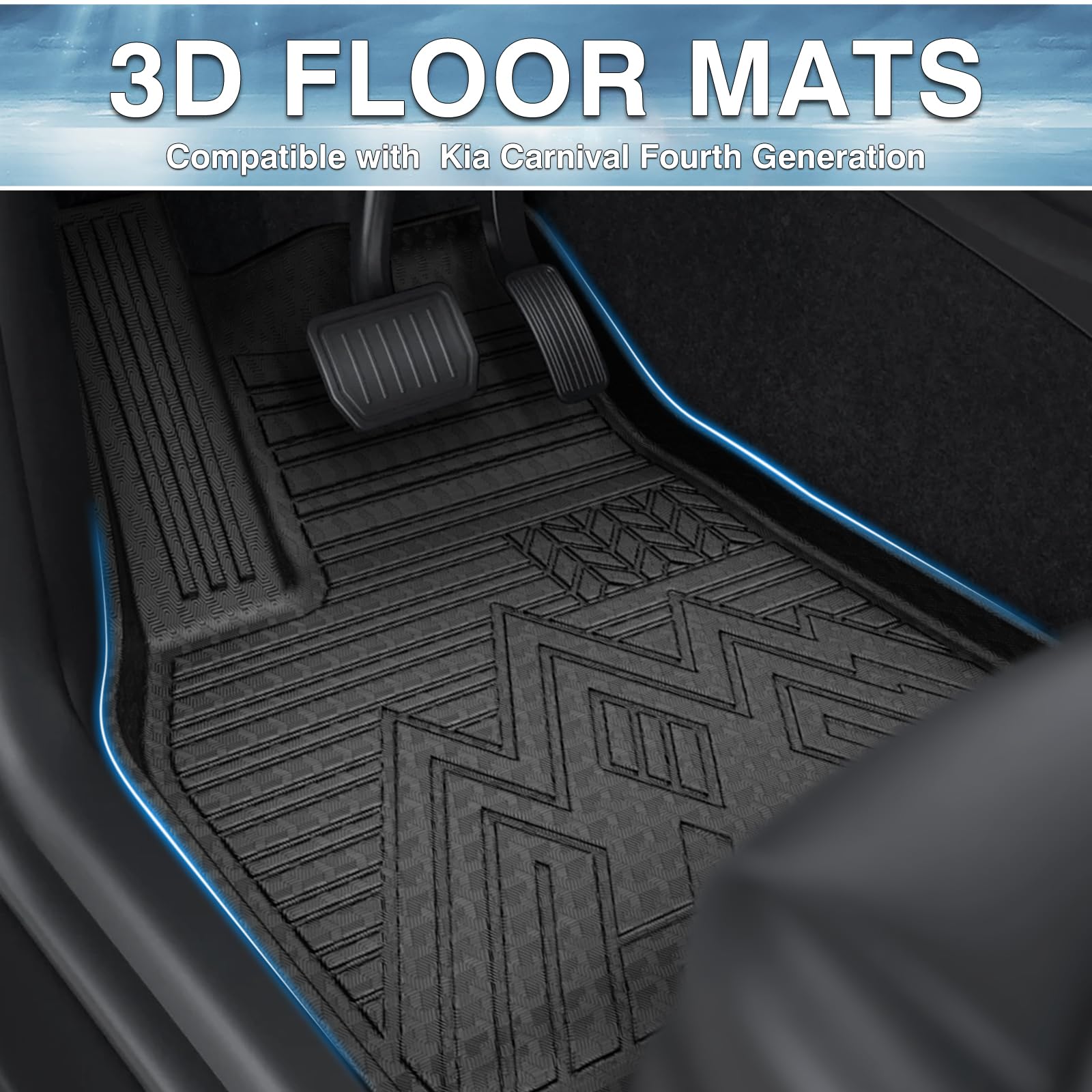 Mixsuper All Weather Floor Mats for Kia Carnival 2022-2025 - 1st Row Custom Fit Car Floor Liners (Black) - Perfect for Daily Commute, Road Trips & Family Protection