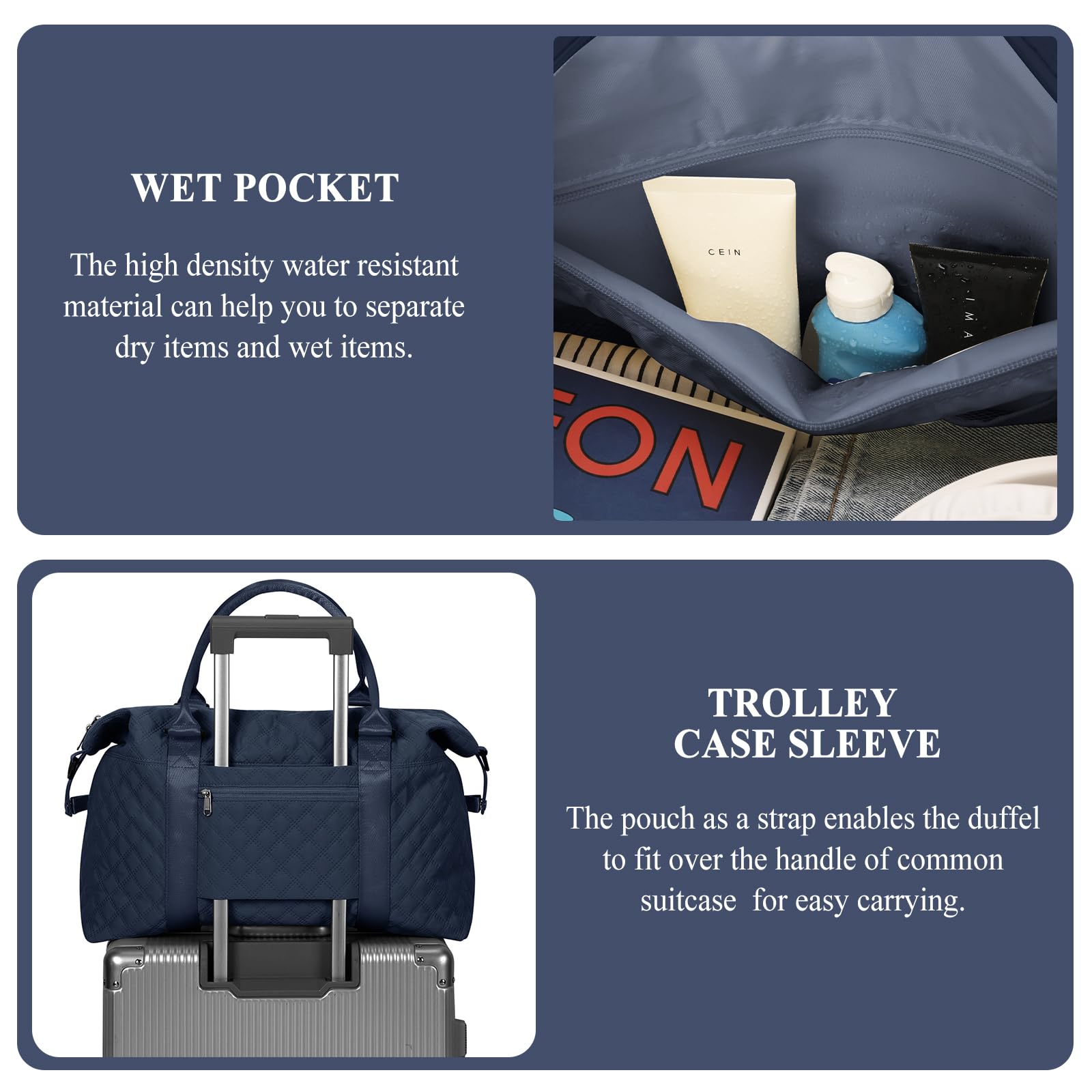 Women's Travel Duffel Bag - Lightweight Overnight Weekender with Toiletry Organizer & Wet Pocket - Perfect Gym Bag, Personal Item Carry-On for Weekend Getaways, Business Trips & Workout Sessions
