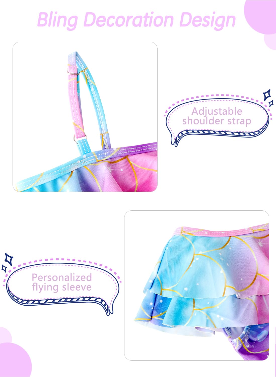 XiaoMoSha Girls One Piece Swimsuit for Toddler - Cute Mermaid Swimwear Bathing Suit for Baby Girls | Perfect for Beach, Pool, Summer Vacation & Water Play