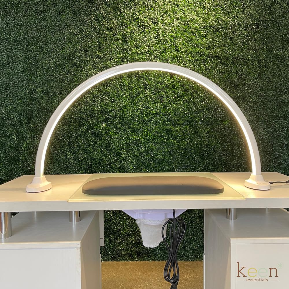 Luna LED Nail Lamp - Adjustable 3000-6000K Color Temperature Half Moon Table Light for Nail Salon, Manicure Station, Spa Reception & Massage Rooms - Perfect for Gel Polish Curing & Relaxing Spa Ambience (White)