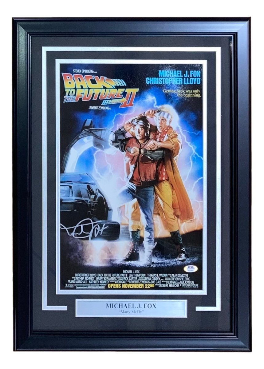 Michael J Fox Autographed Framed 11x17 Back To The Future Part II Movie Photo - PSA Certified - Perfect for Home Theater Decor & Sci-Fi Memorabilia Collection