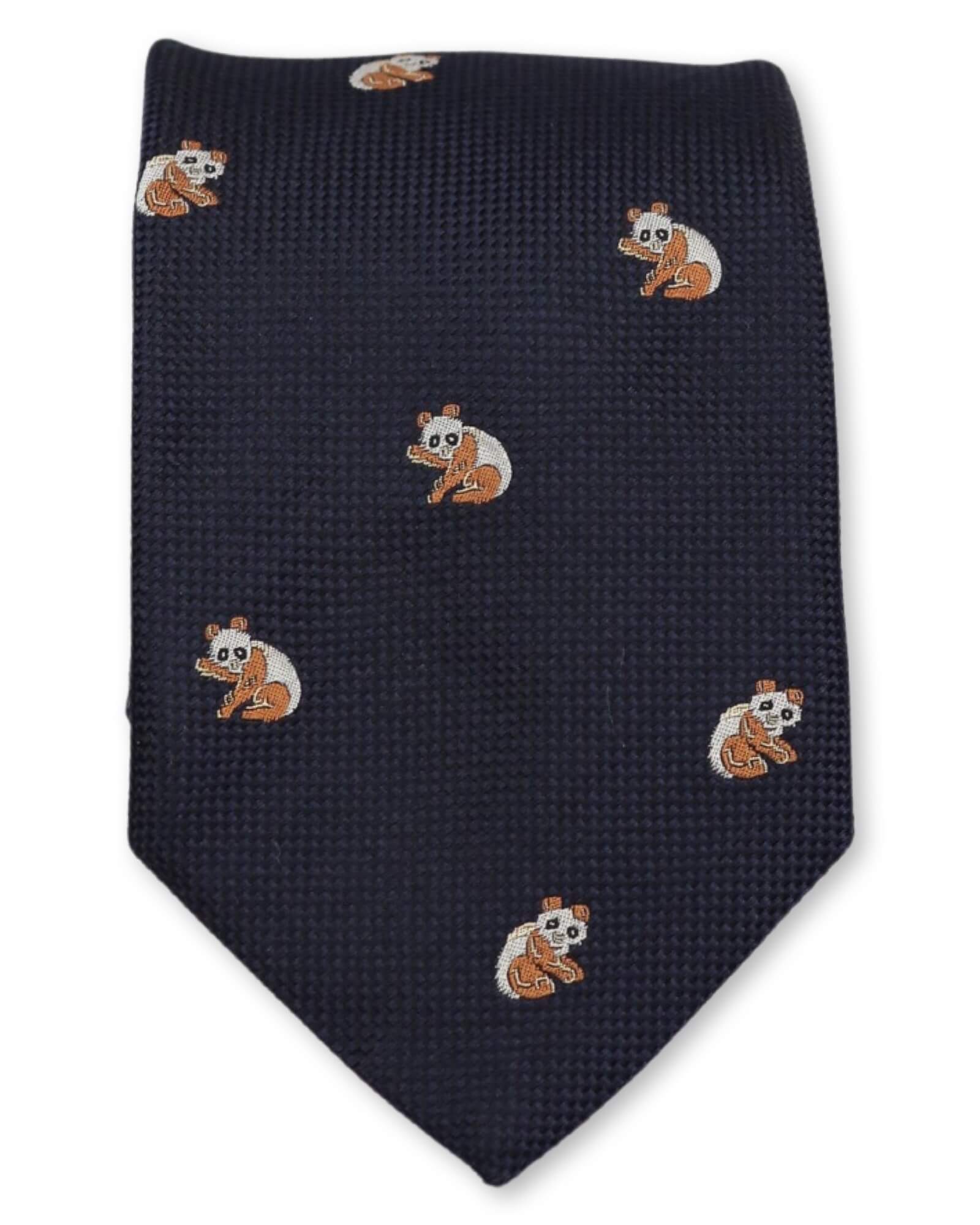 DÉCLIC Panda Themed Navy Blue Necktie for Men - Perfect for Business, Casual, and Gift Occasions