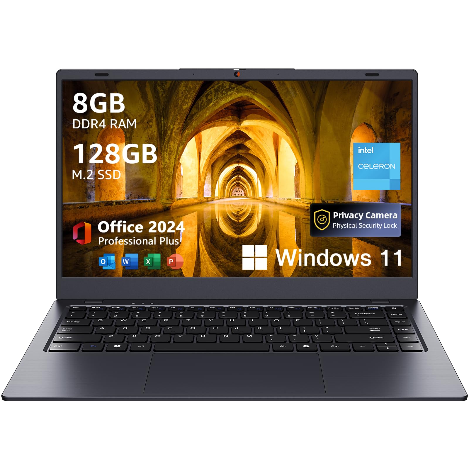 Coolby 14.1 Inch Windows 11 Laptop - HD Display, Intel N5095 Quad Core Processor, 8GB RAM & 128GB SSD, Dual-Band WiFi (2.4G/5G Hz), Bluetooth - Perfect for Remote Work, Online Learning & Business Travel